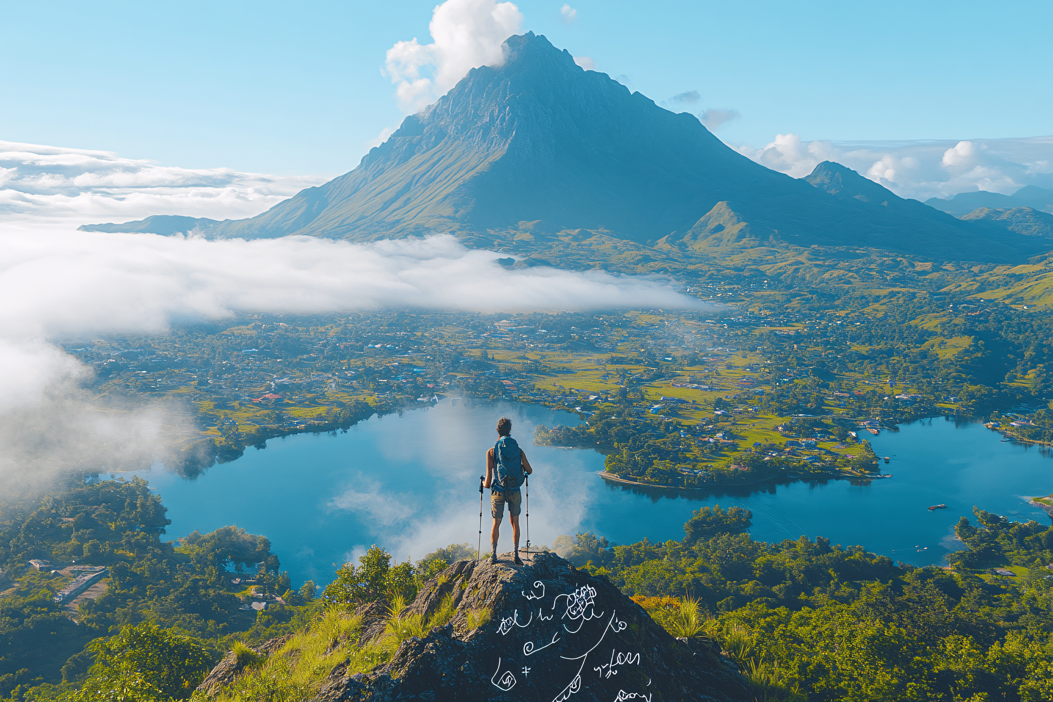 Hiker Admiring Mountain Vista