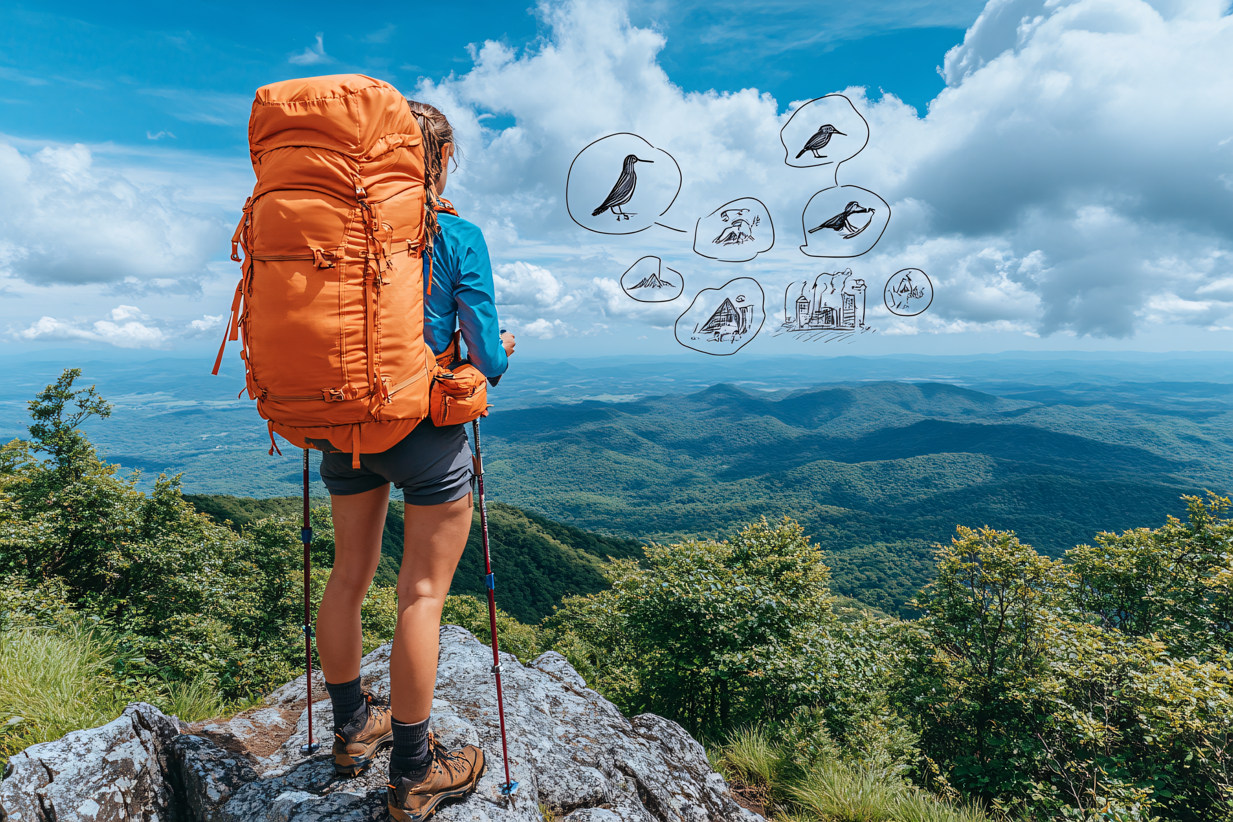 Hiker Contemplating Travel Destinations