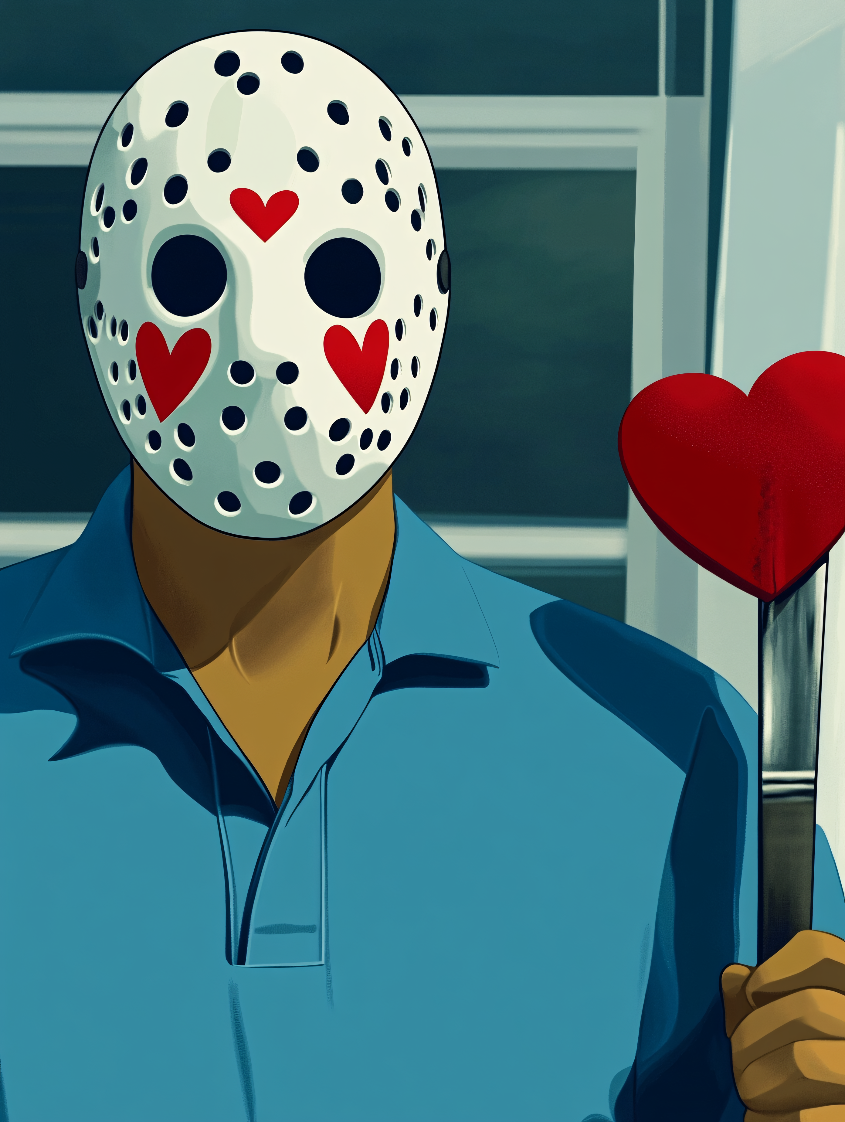 Hockey Mask With Hearts Axe