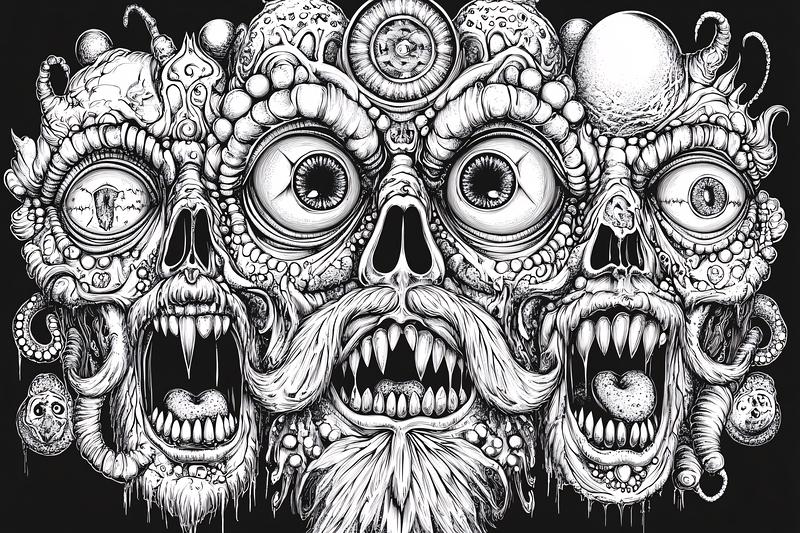Horrific Monster Skull Trio