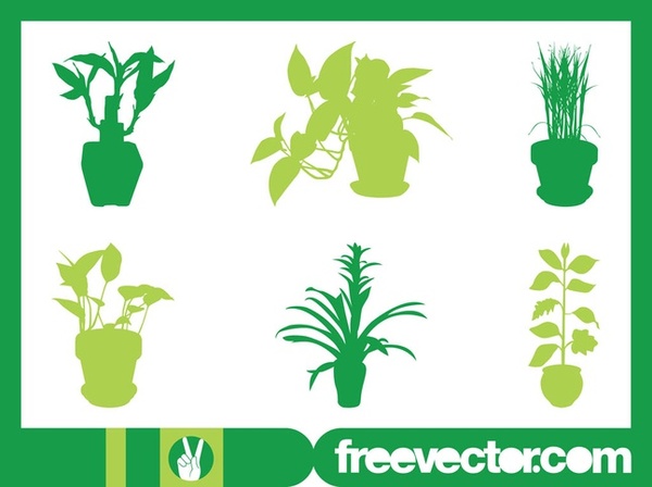 House Plants Silhouettes Free Vector