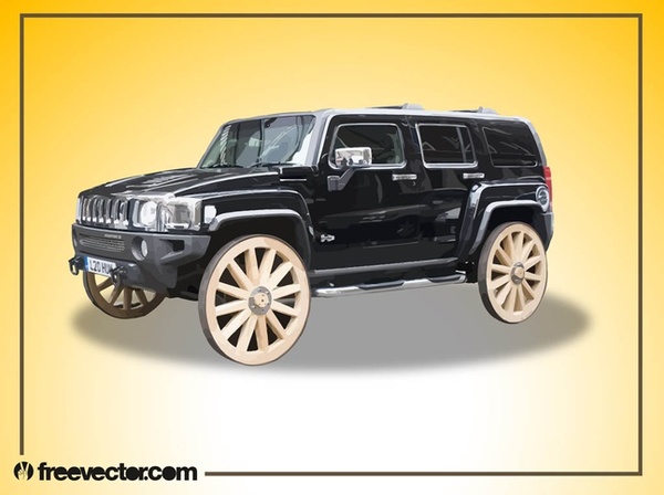 Hummer With Wooden Wheels Free Vector