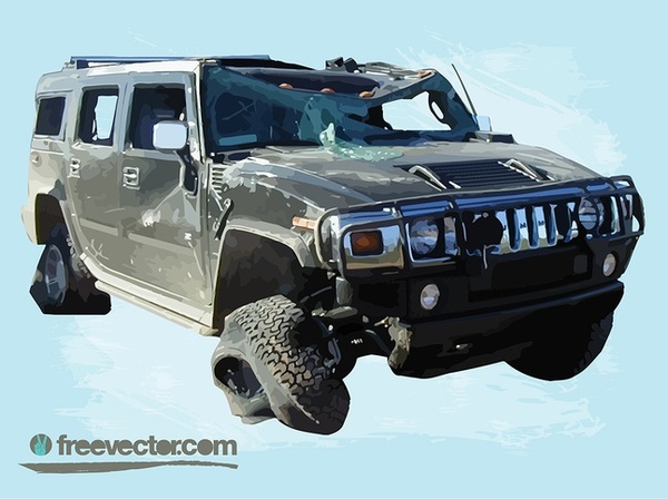 Hummer Wreck Free Vector