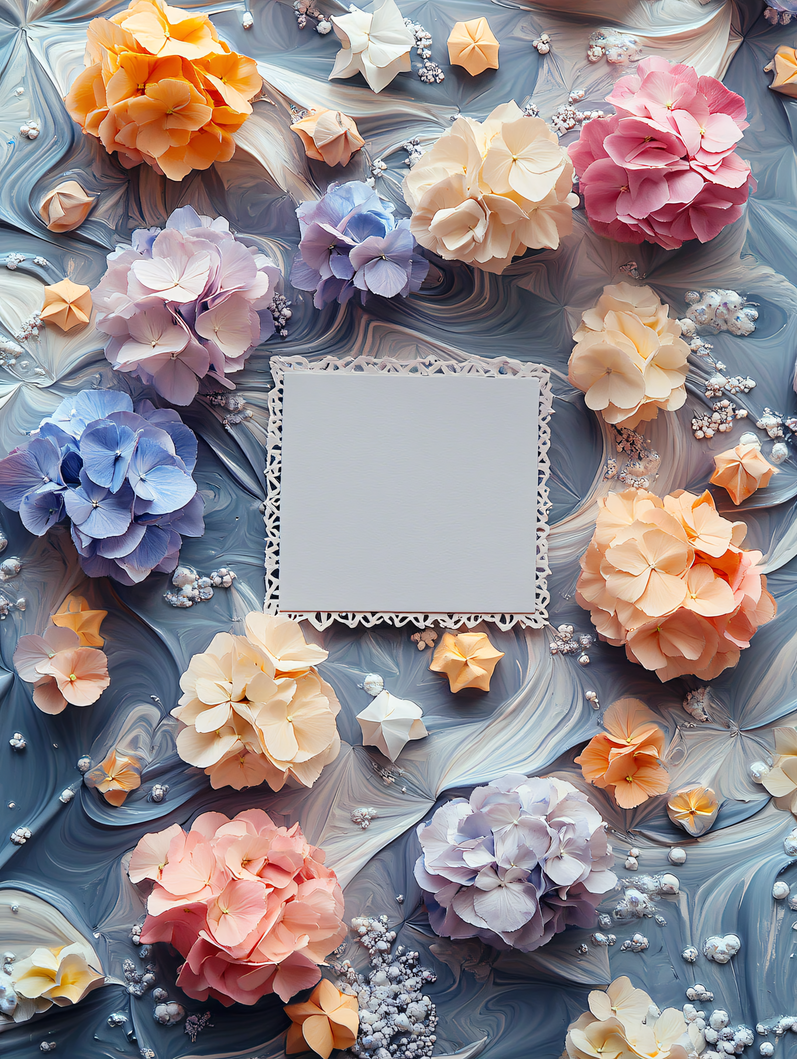 Hydrangea Blooms and Paper Stars
