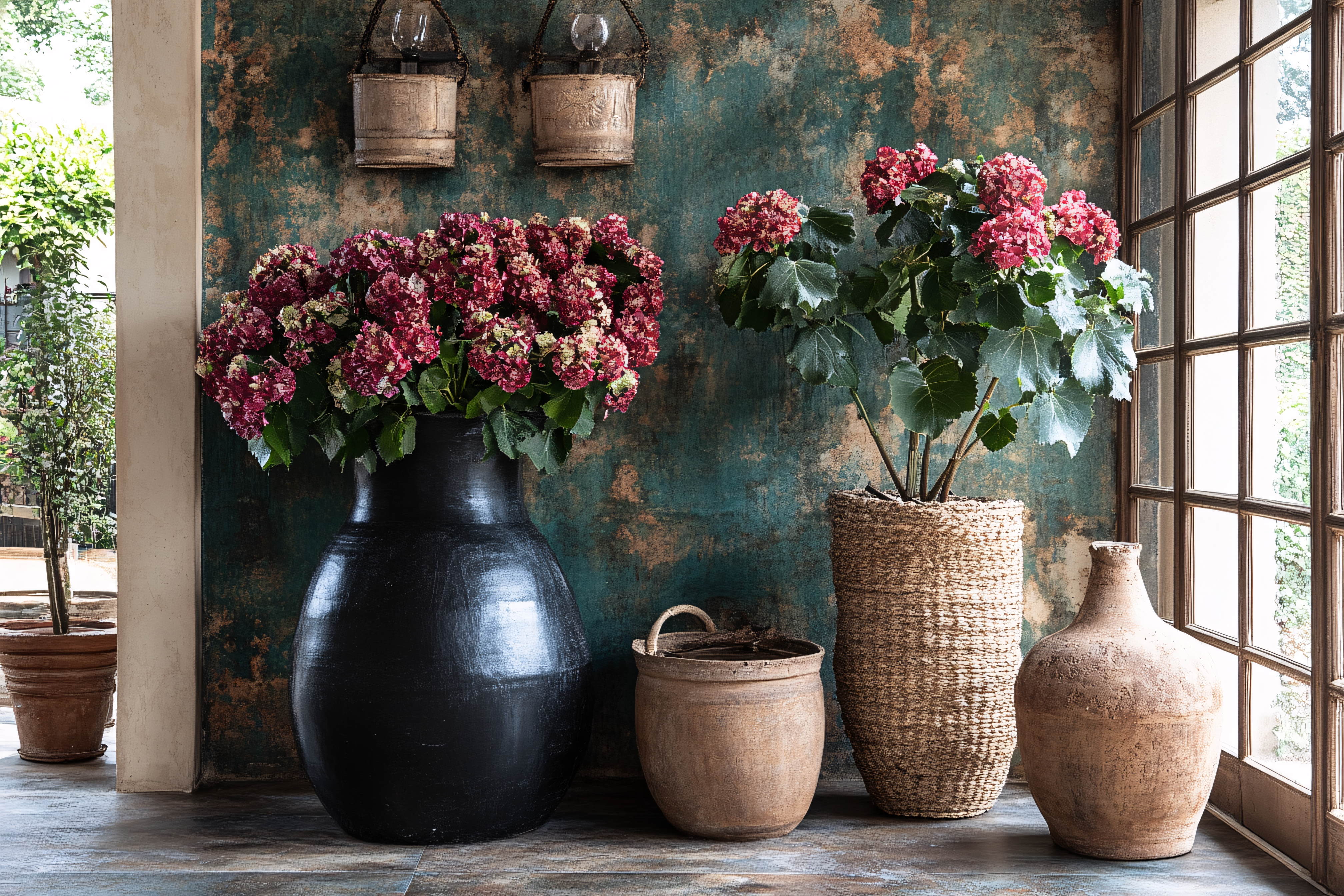 Hydrangea Pots Still Life