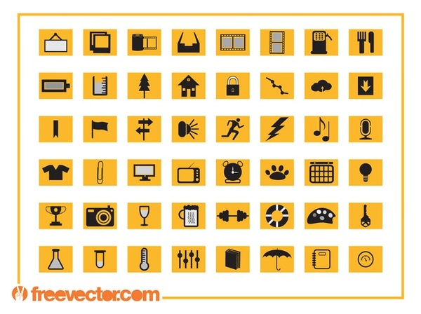 Icons and Symbols Free Vector