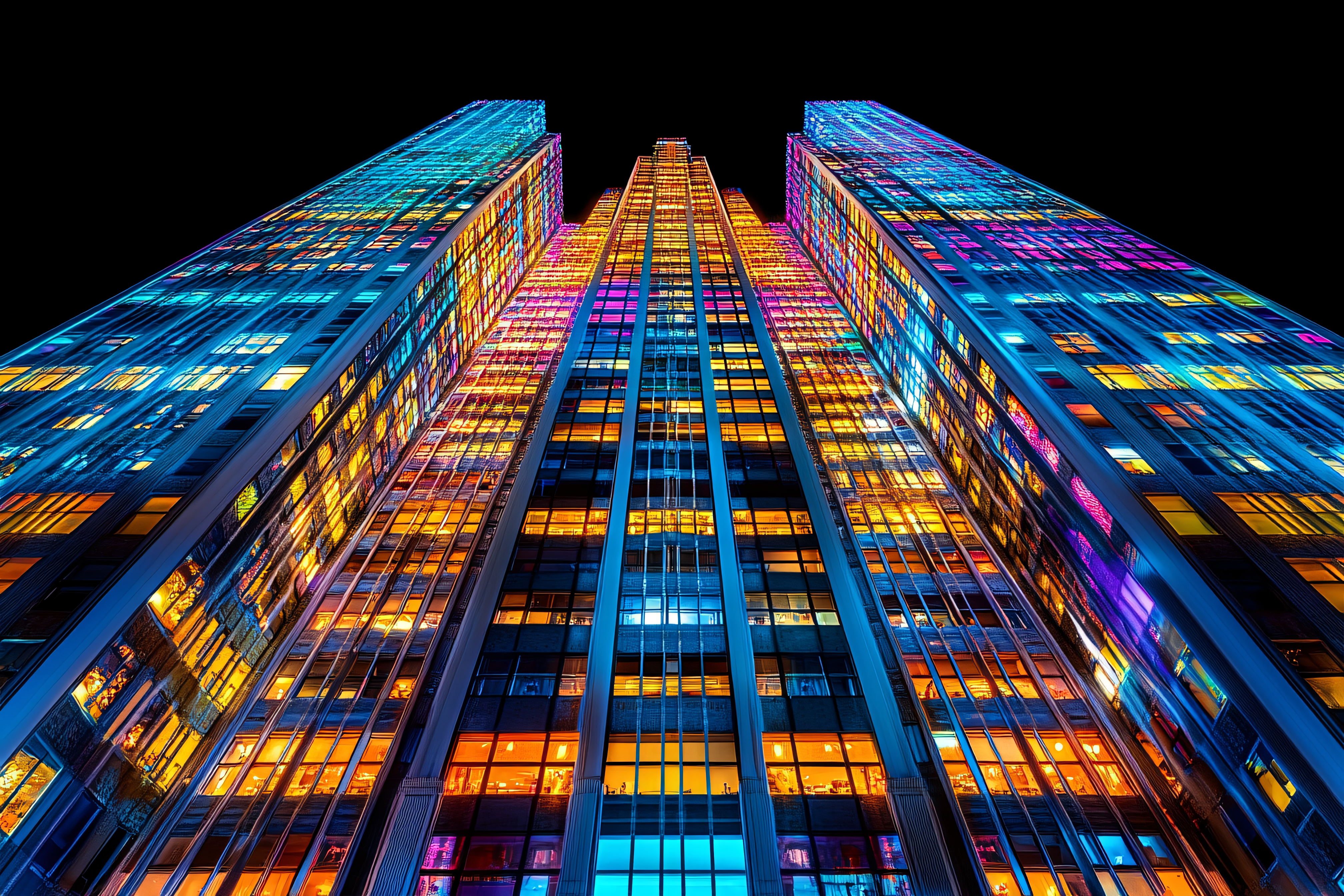 Illuminated Skyscrapers at Night