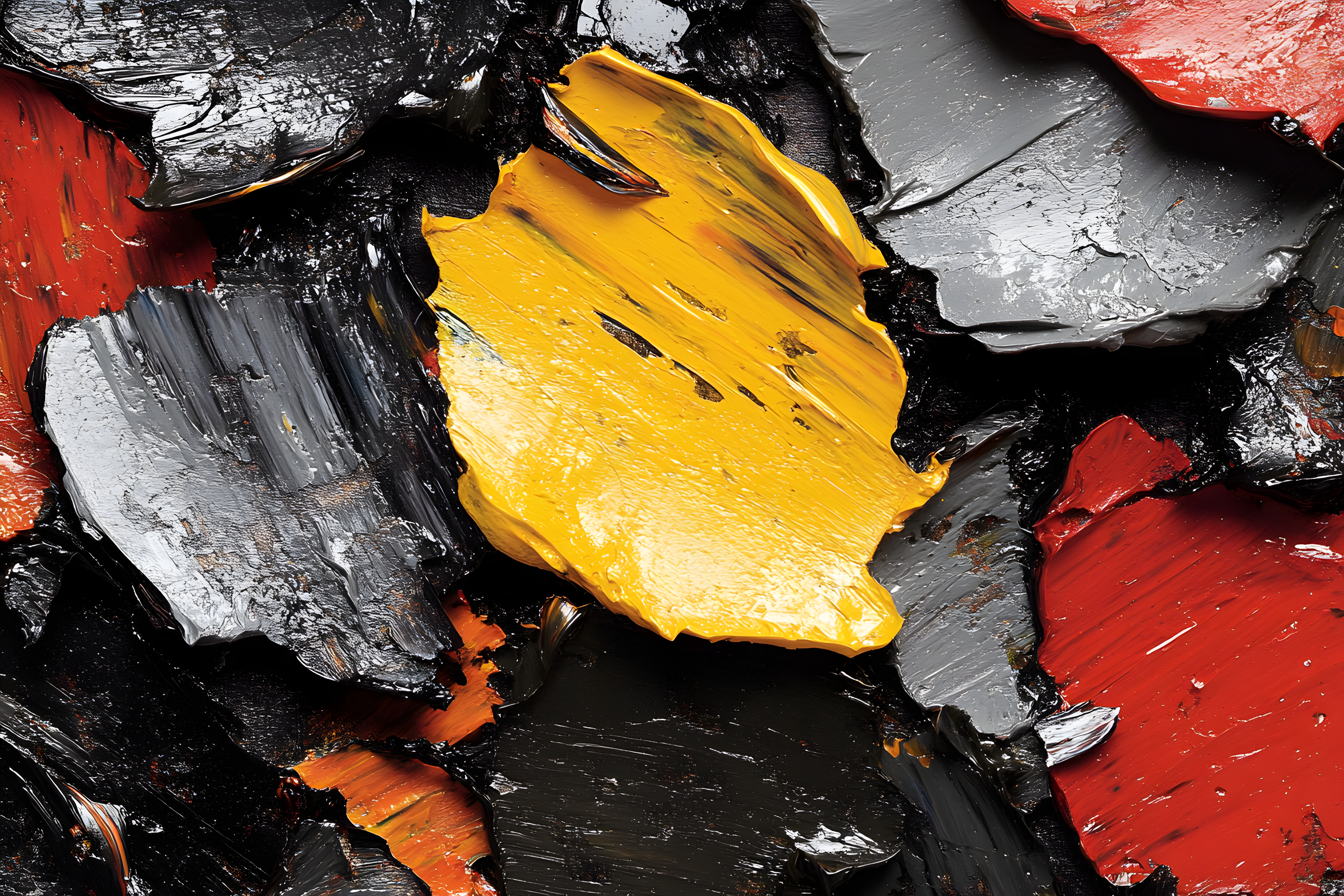 Impasto Texture In Yellow And Black