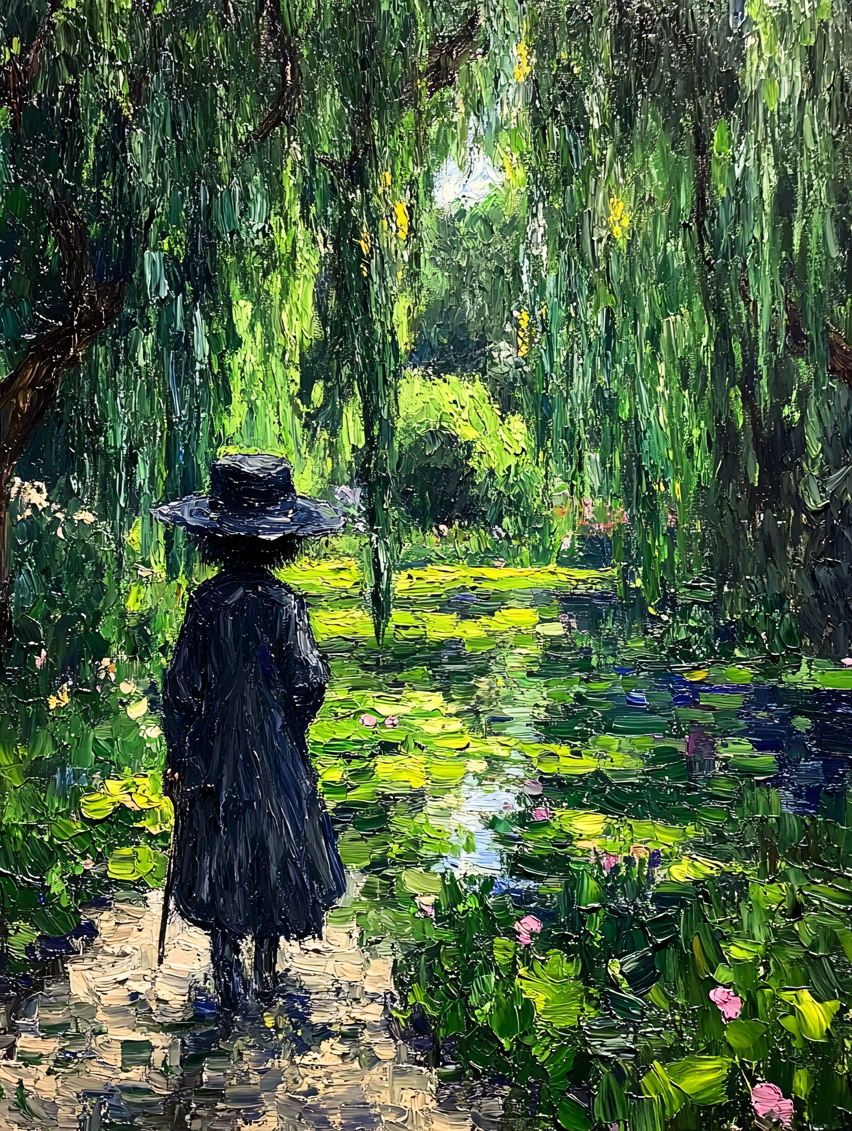 Impressionistic Pond Scene