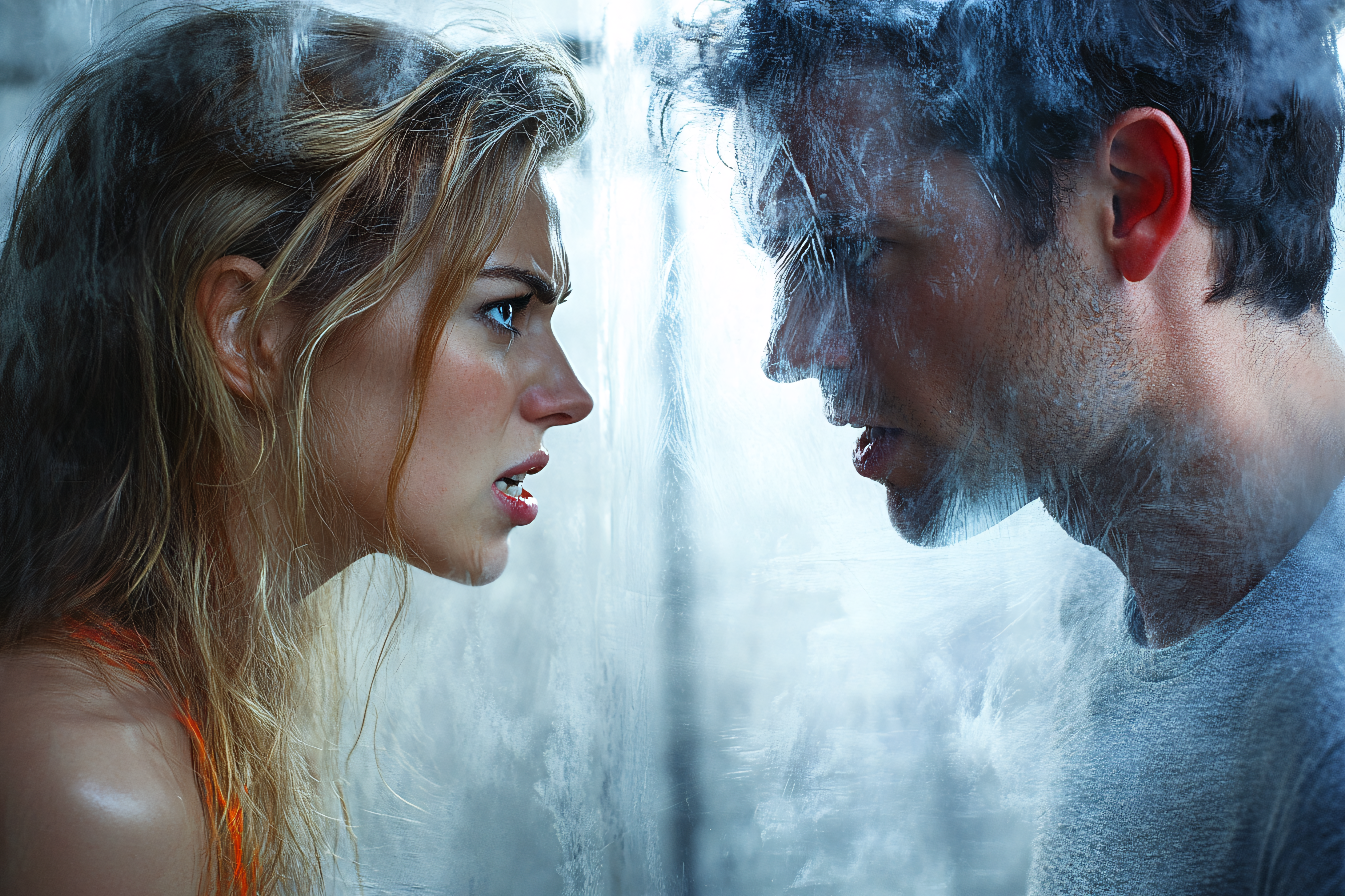 Intense Face-Off Through Glass
