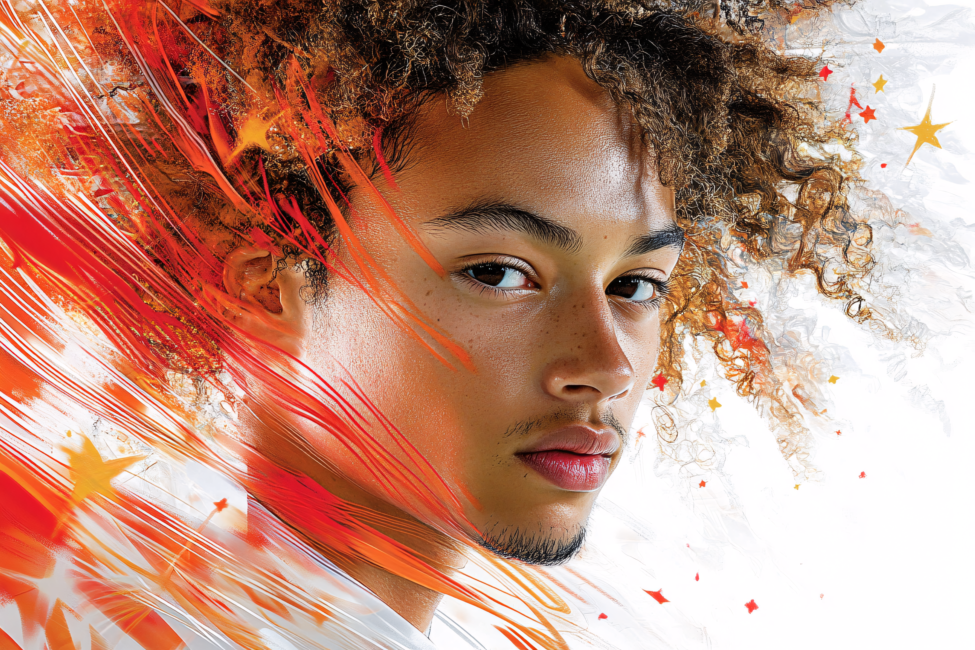 Intense Gaze Portrait with Artistic Flair