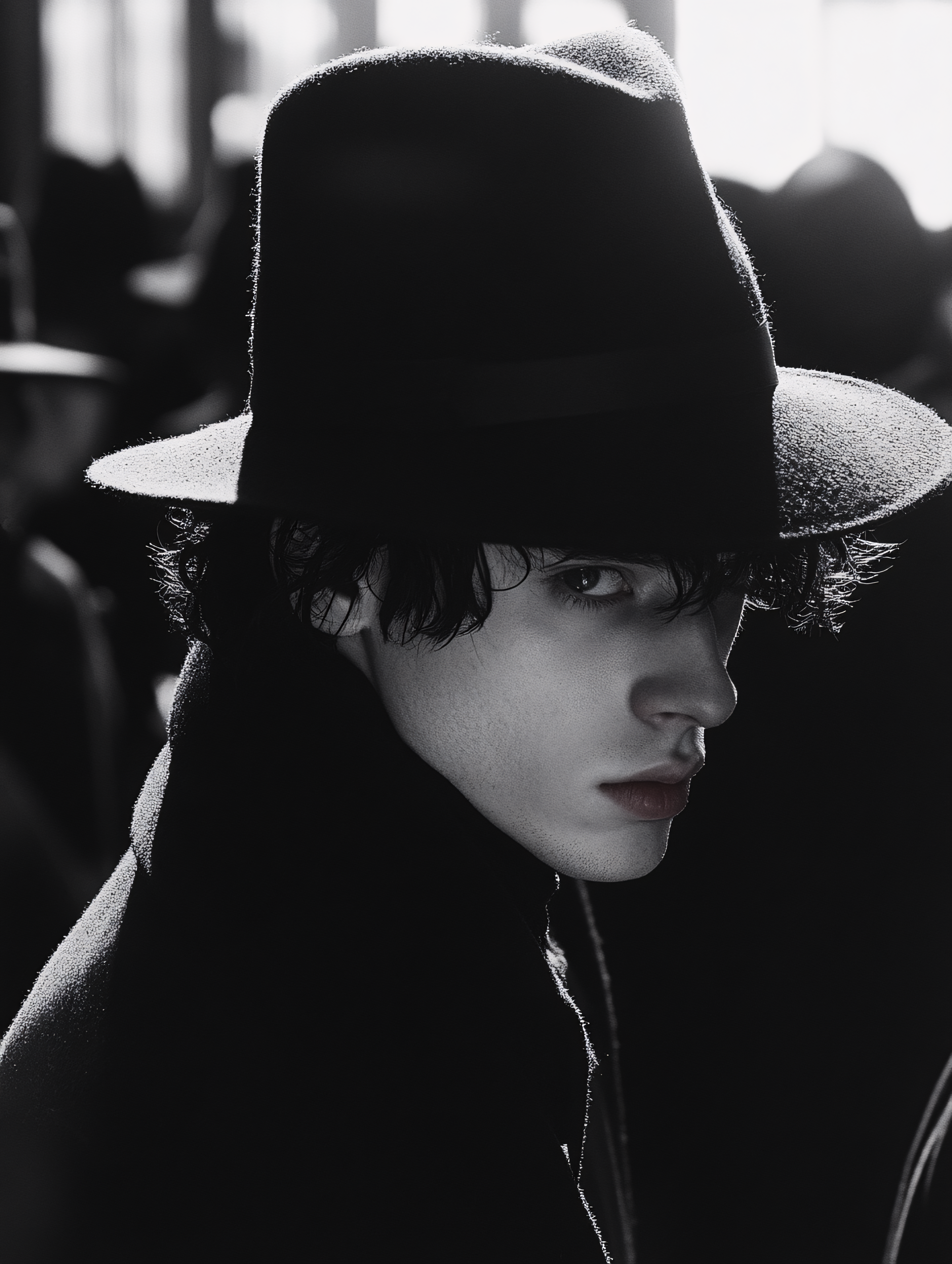 Intense Gaze Under Shadowy Fedora