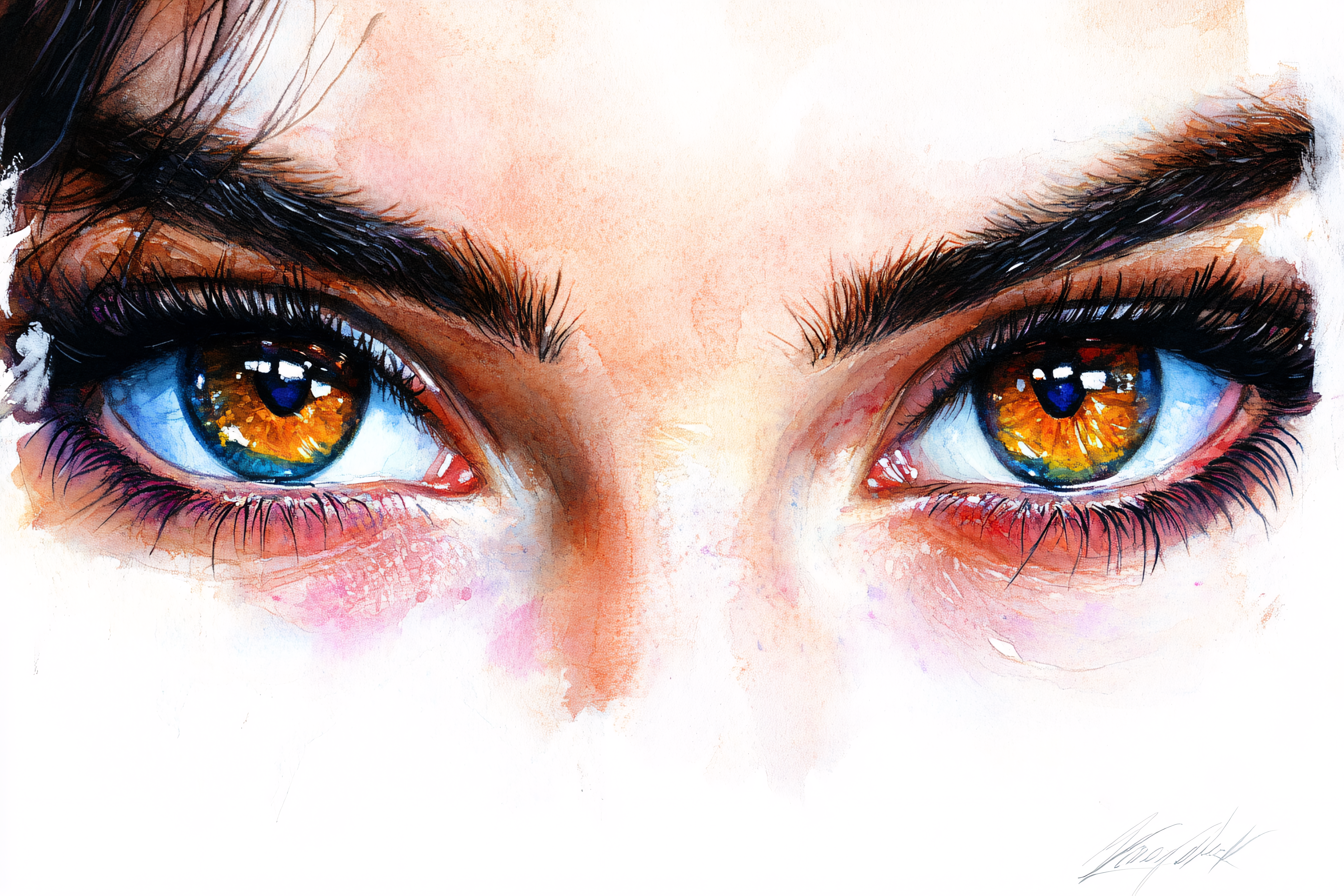 Intense Gaze Watercolor Eyes