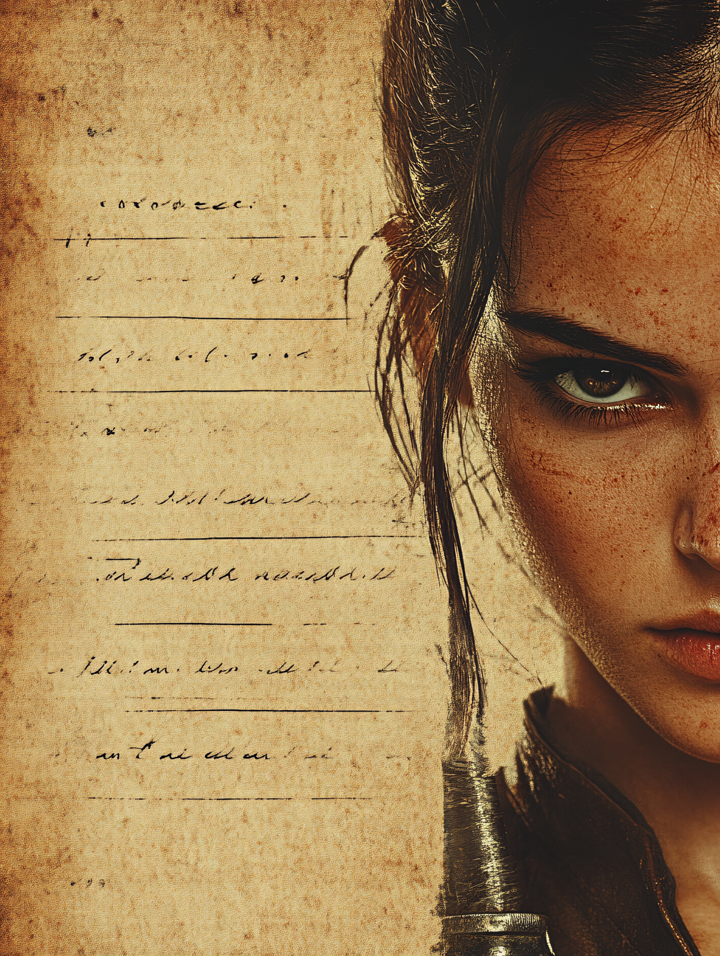 Intense Gaze Woman Paper Background