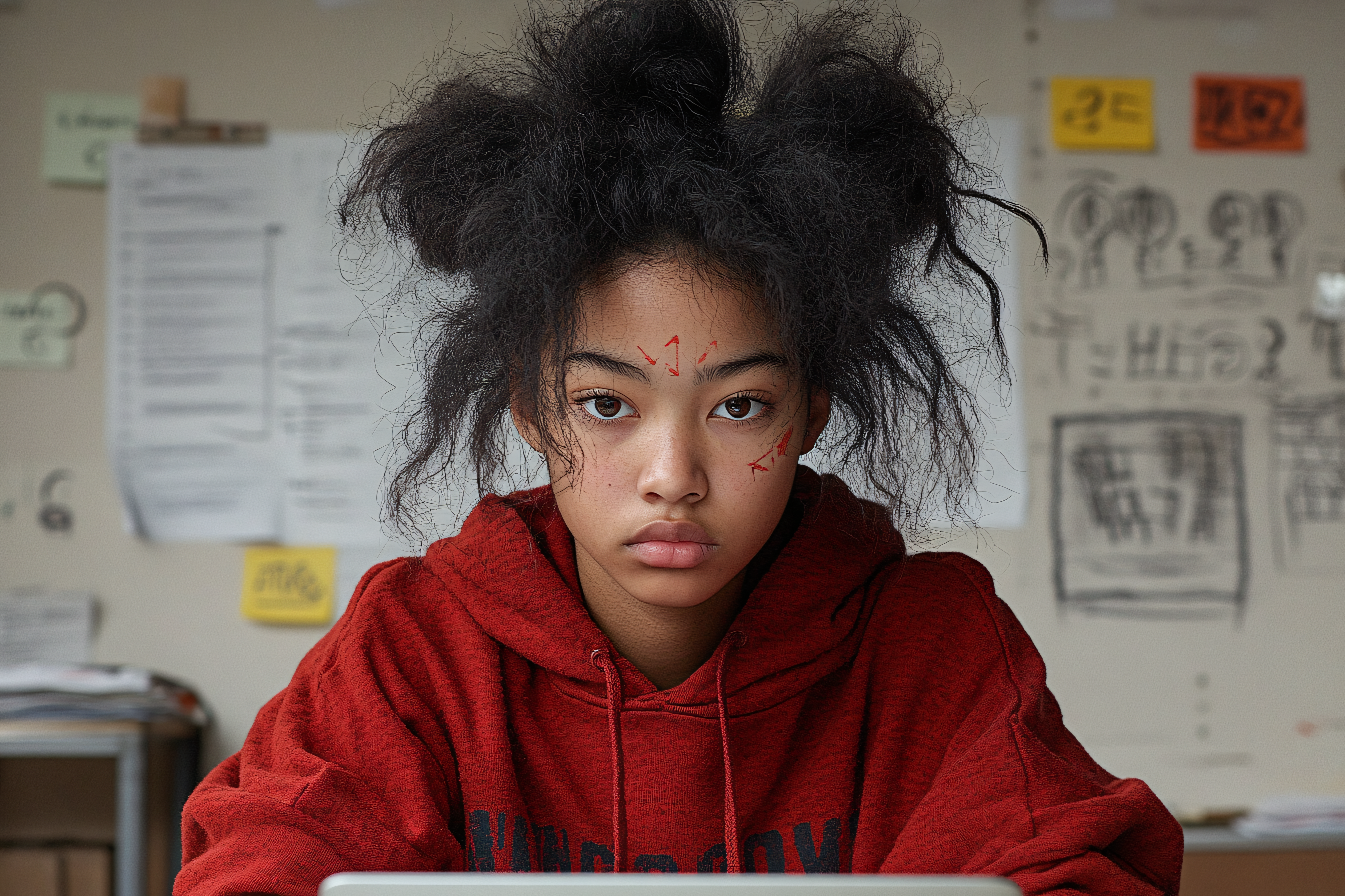 Intense Stare Of A Young Person With Face Paint