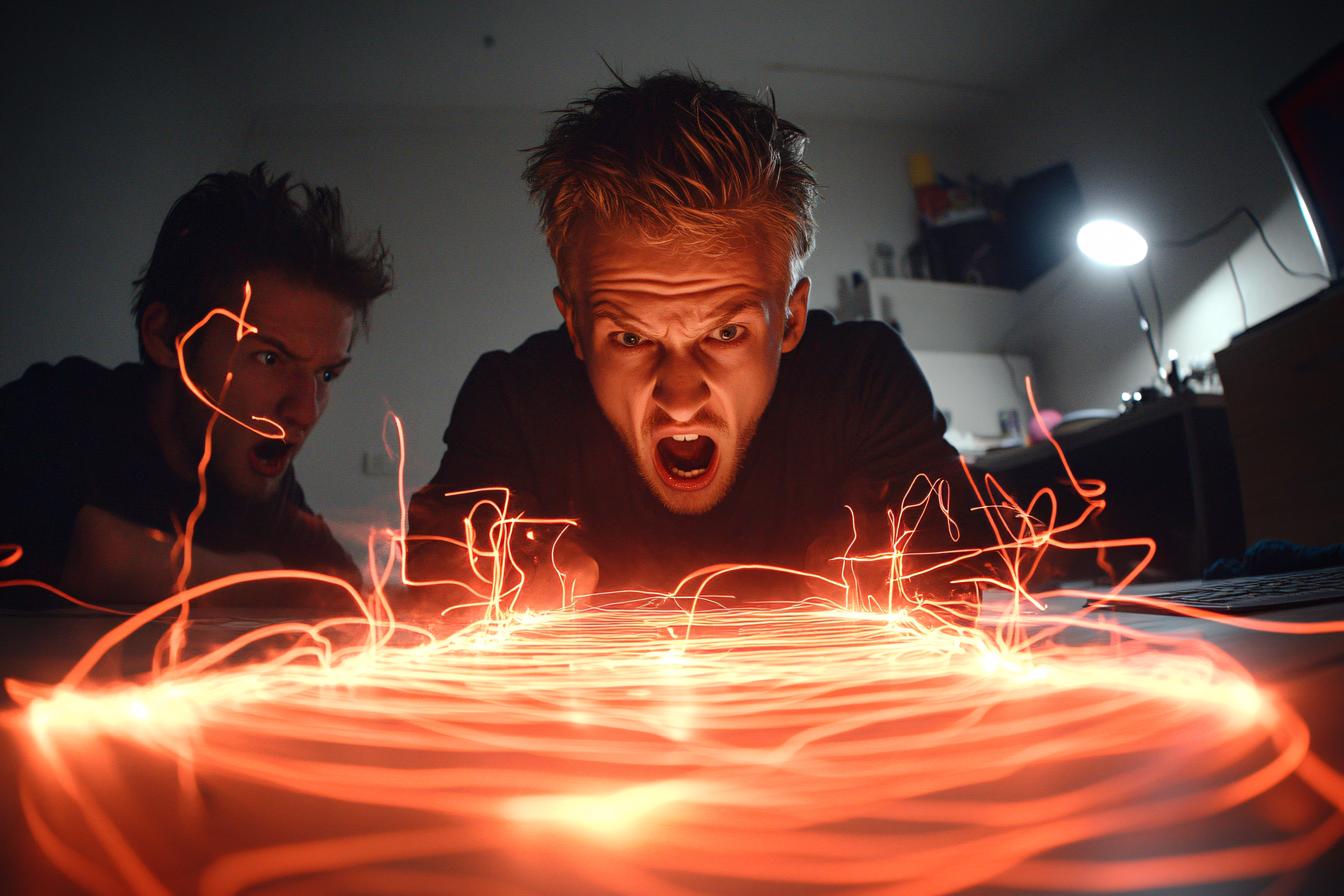 Intense Stare With Light Streaks