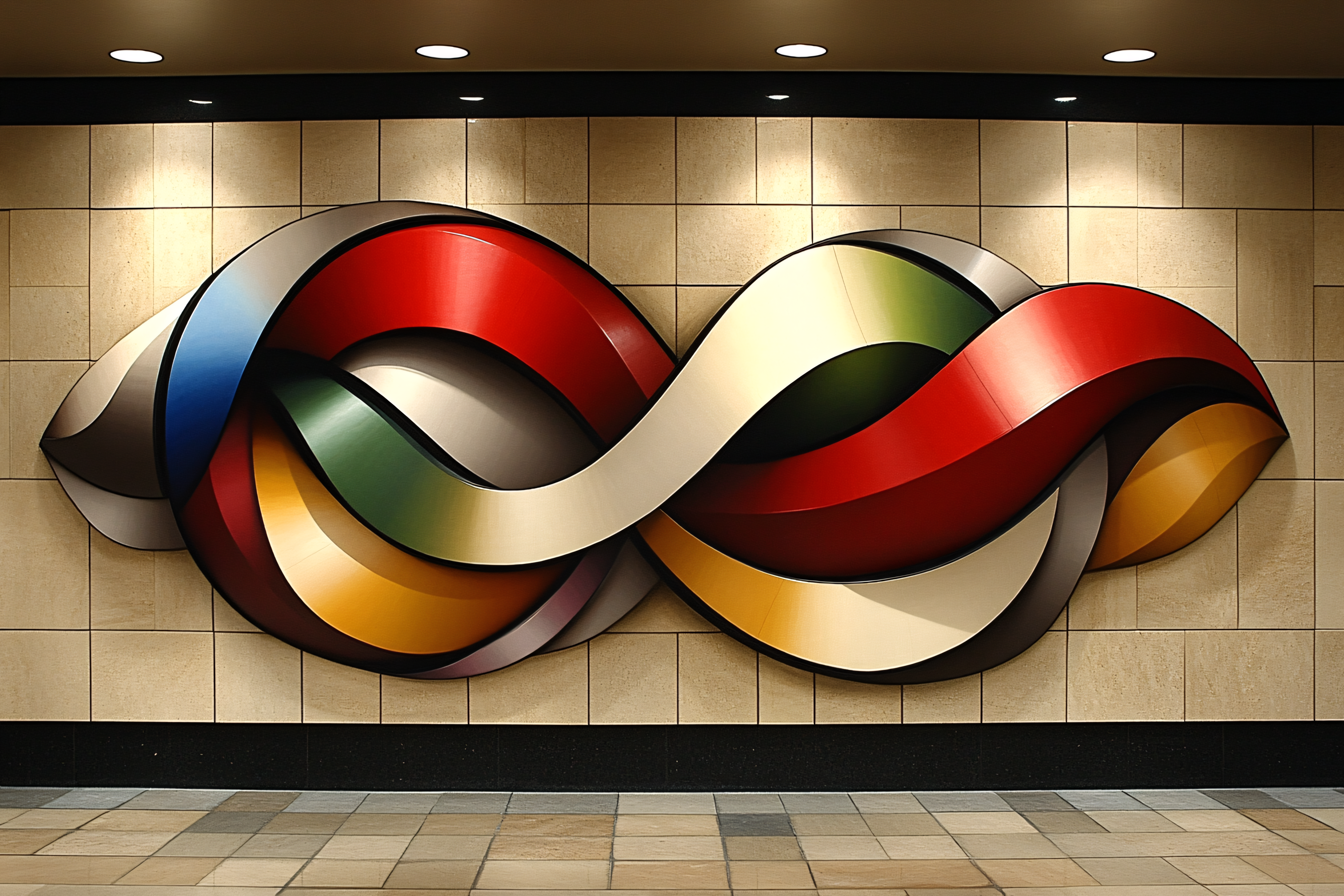 Intertwined Metallic Ribbons Wall Art
