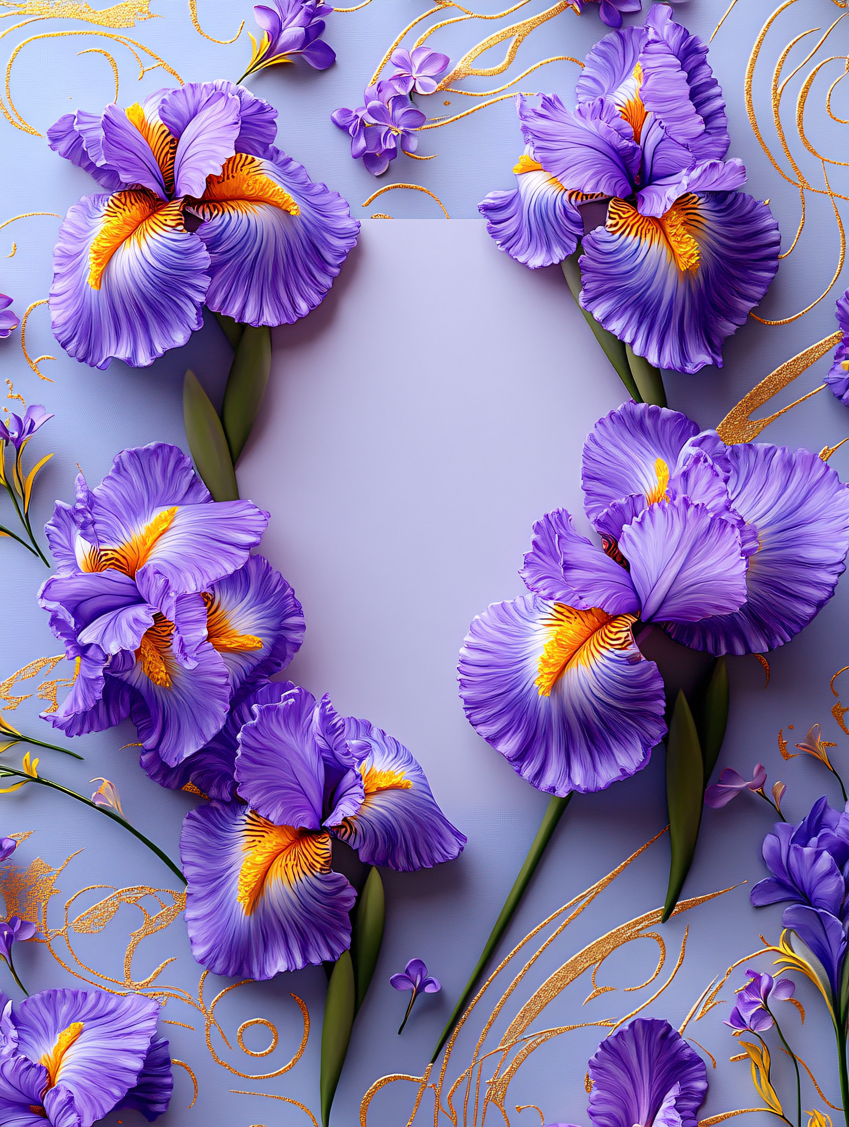 Iris Flower Frame with Blank Space for Text