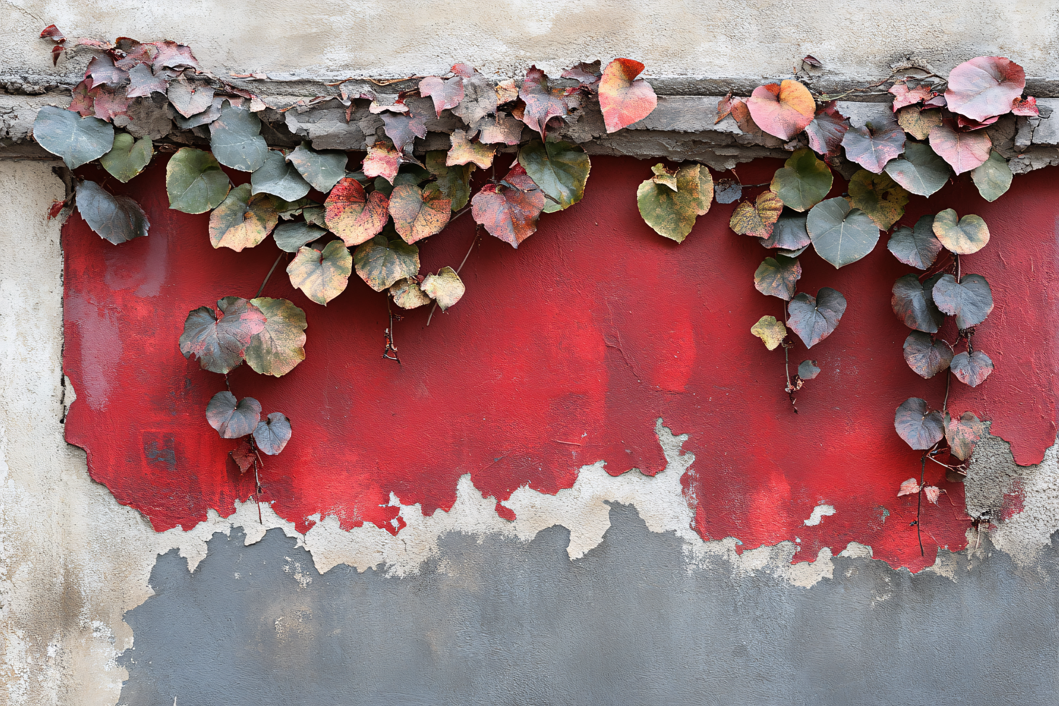 Ivy On Red Wall