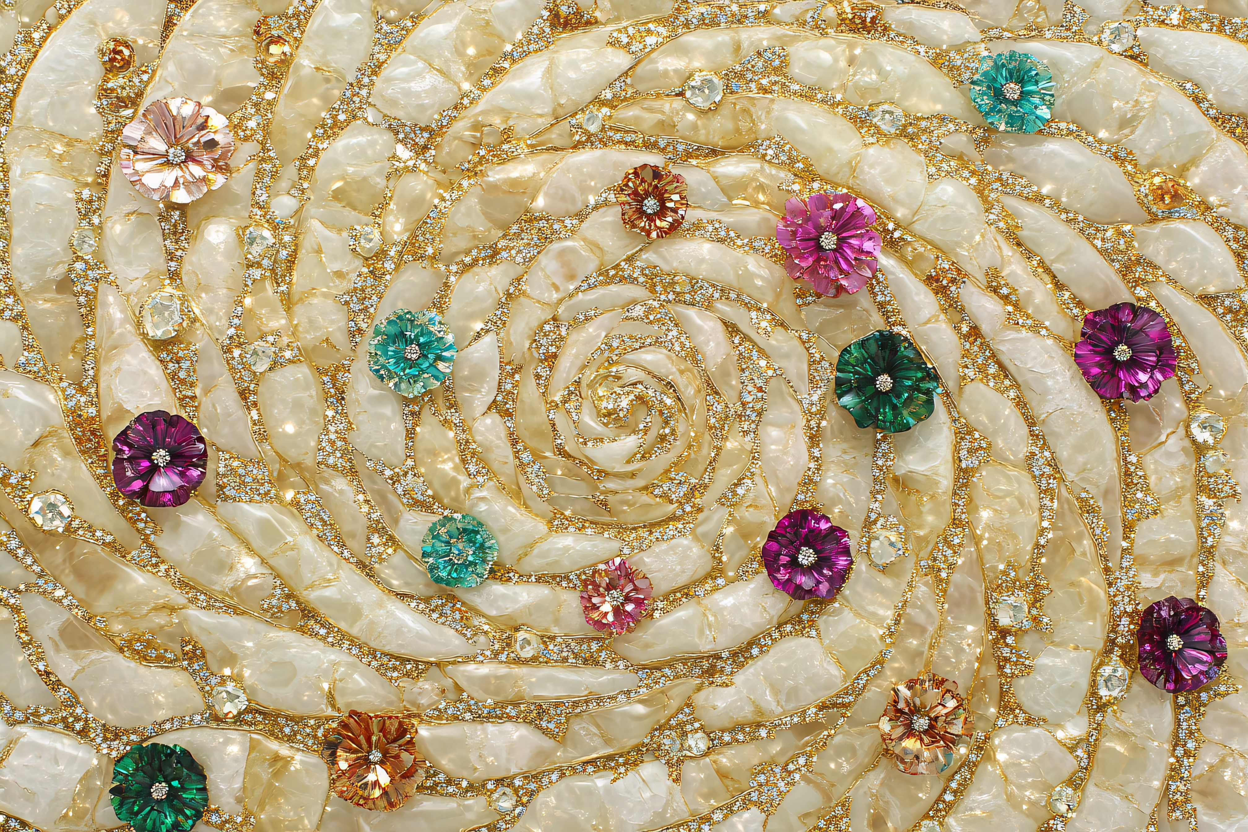 Jewel Spiral with Gemstone Flowers