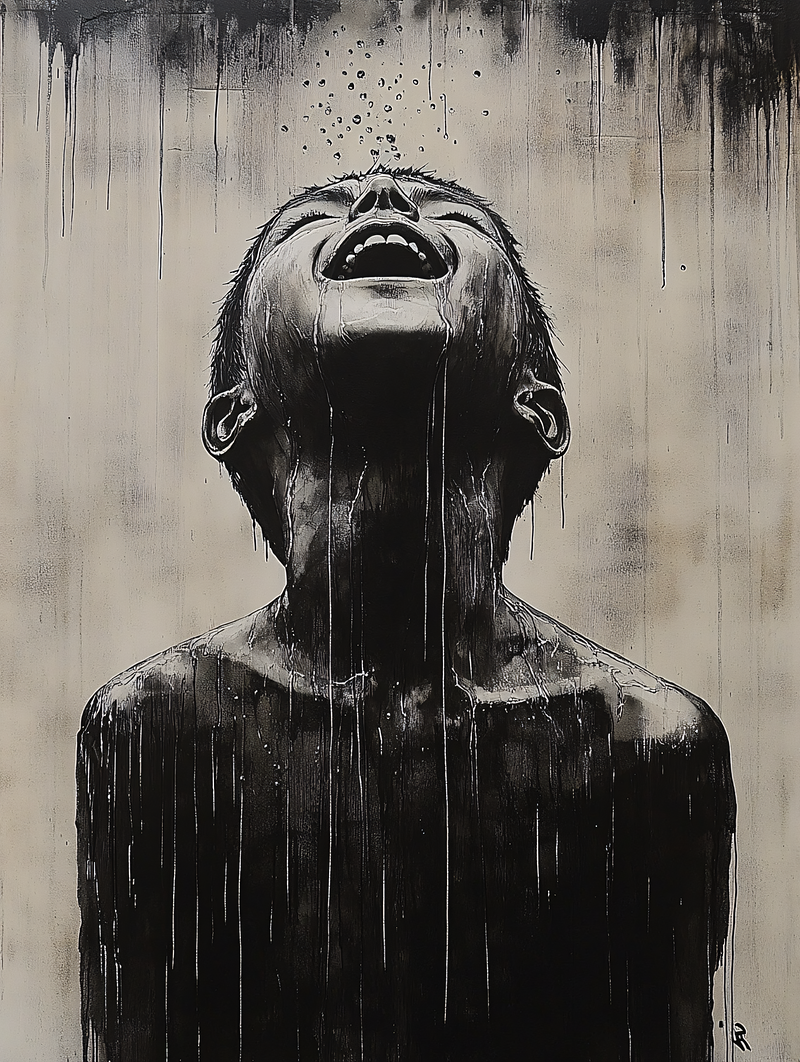 Joyful Child In Rain