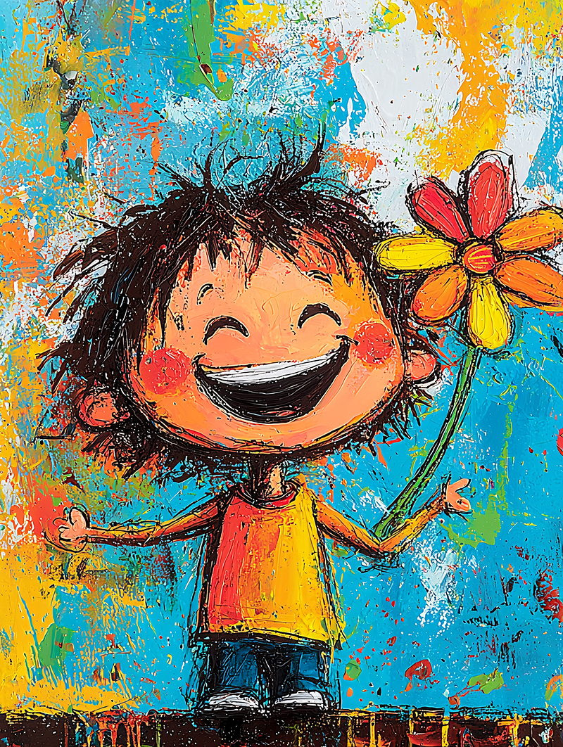 Joyful Child with Flower
