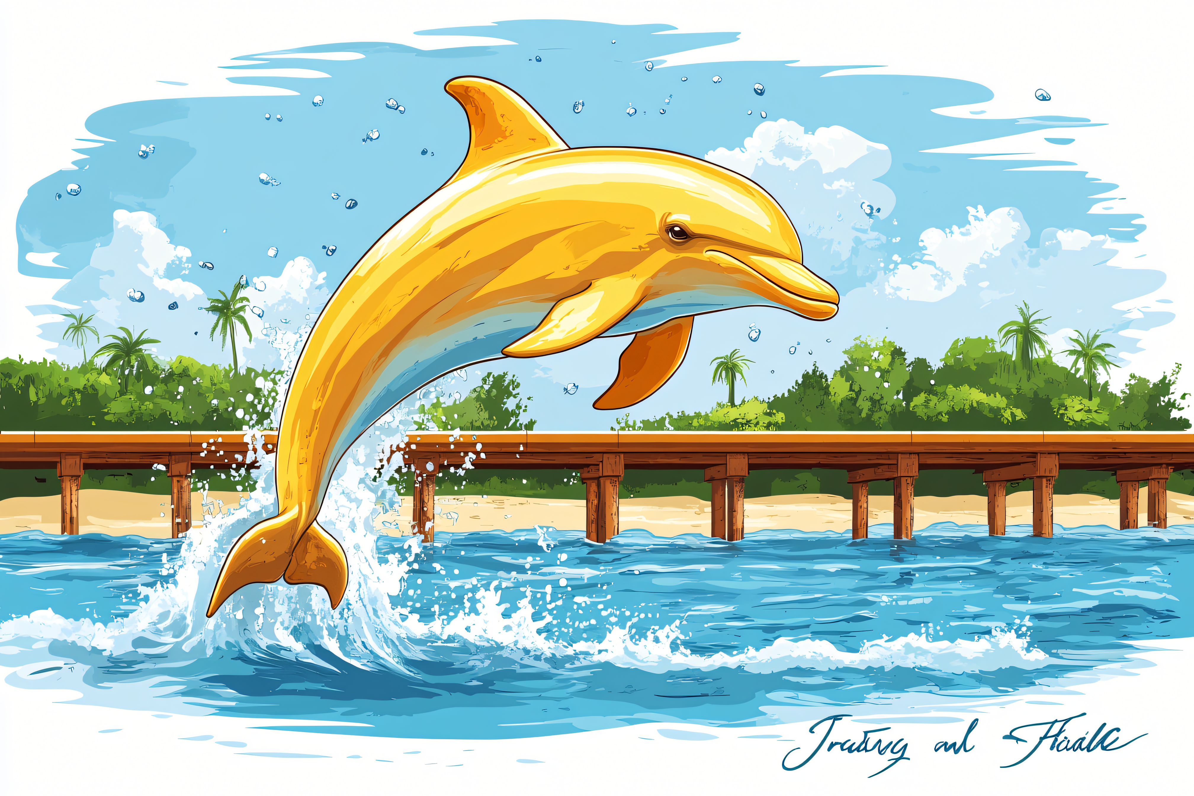 Jumping Golden Dolphin