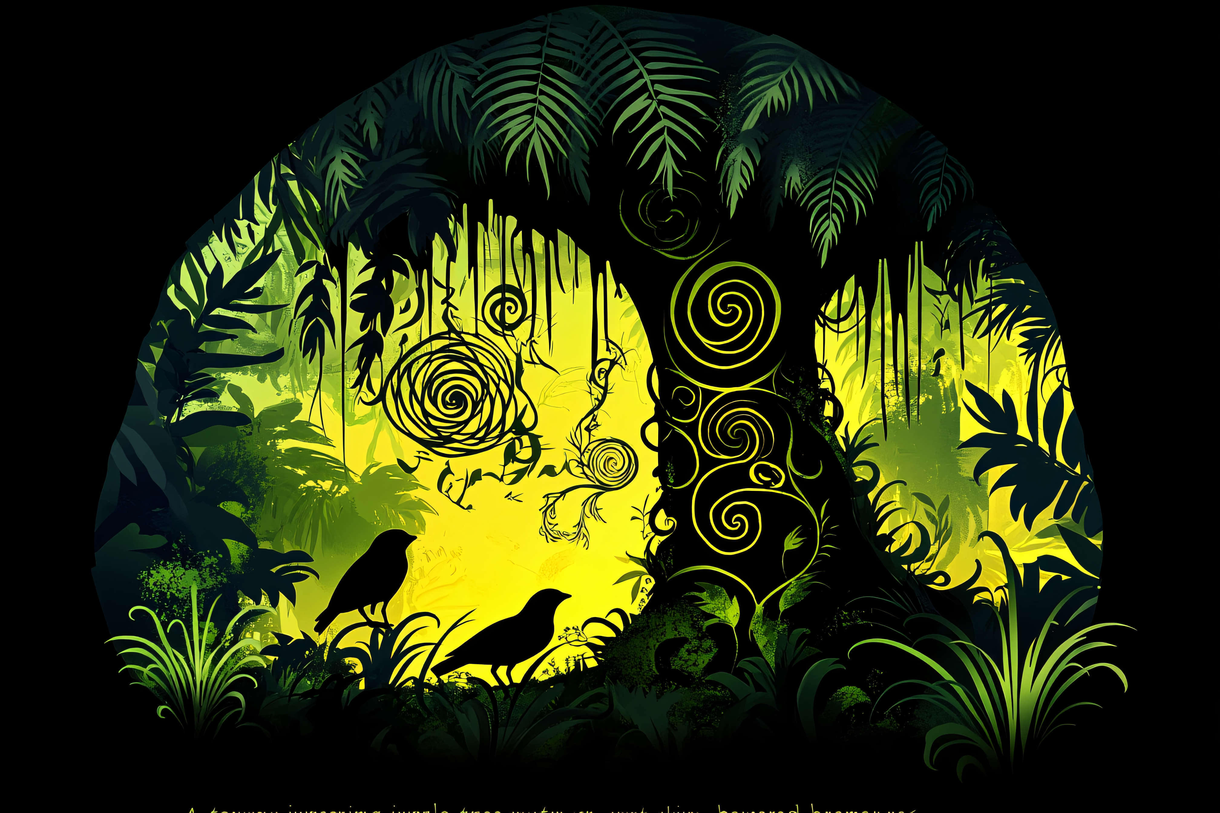 Jungle Canopy Birds Silhouette