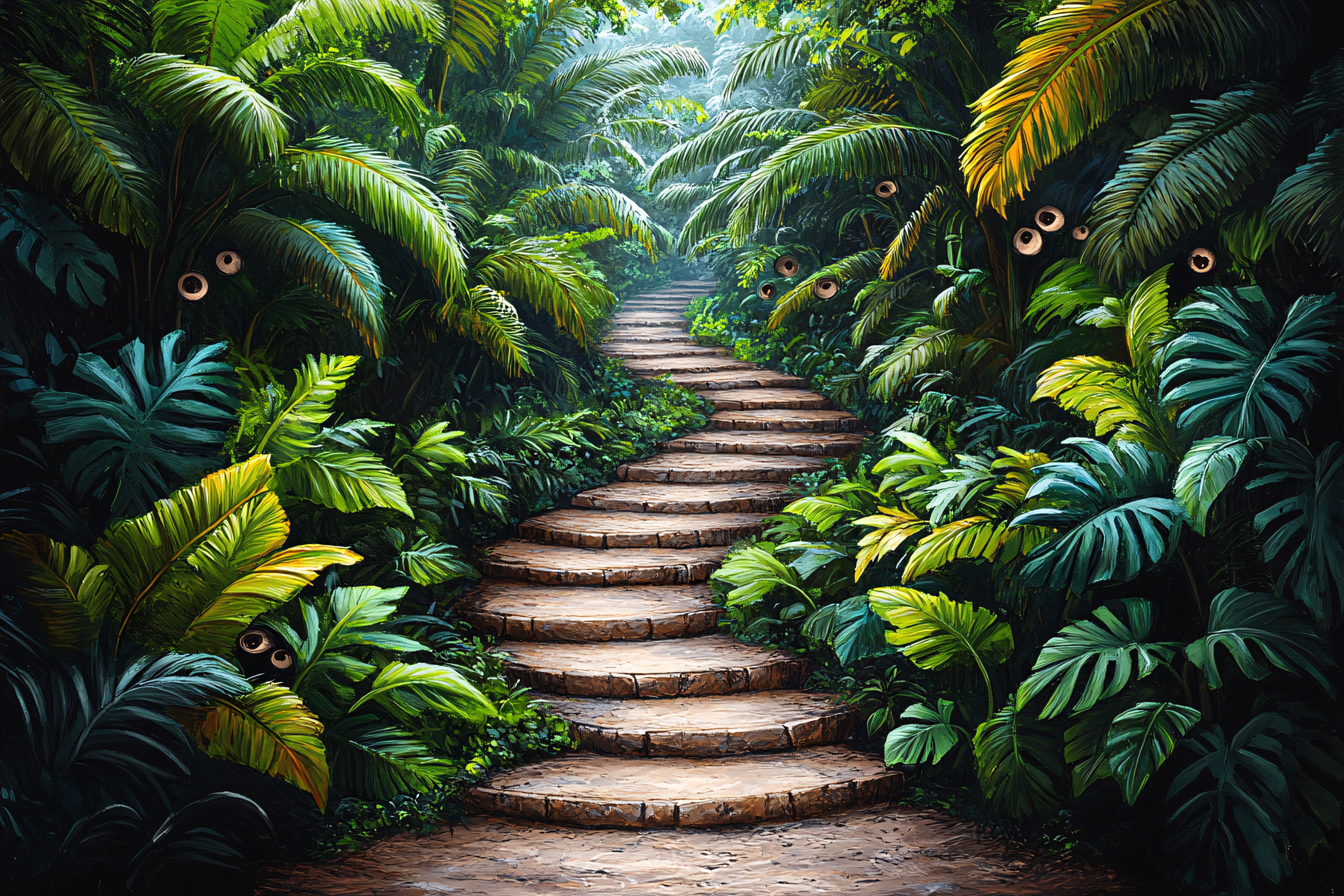 Jungle Path With Hidden Eyes