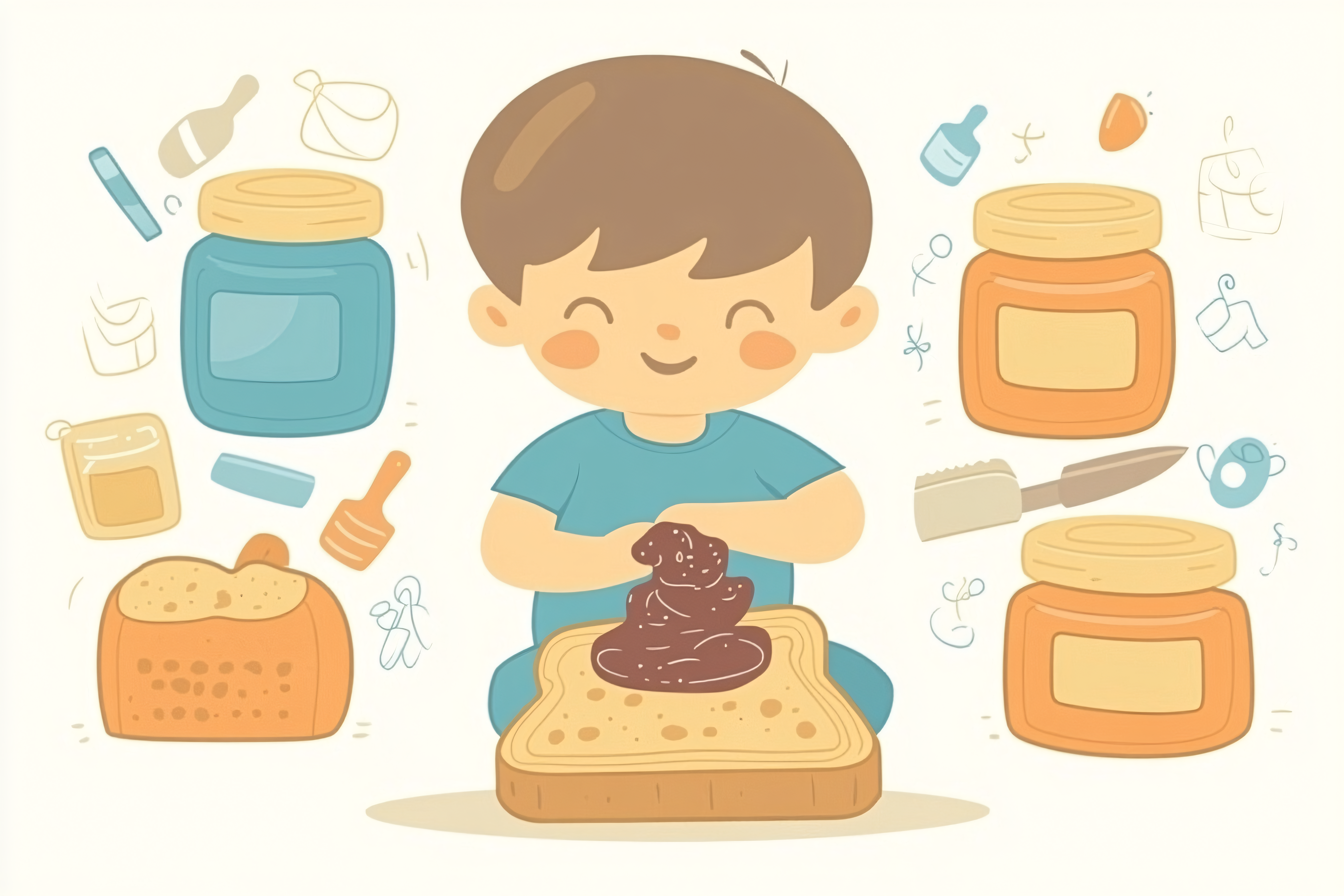 Kid Spreading Chocolate on Toast