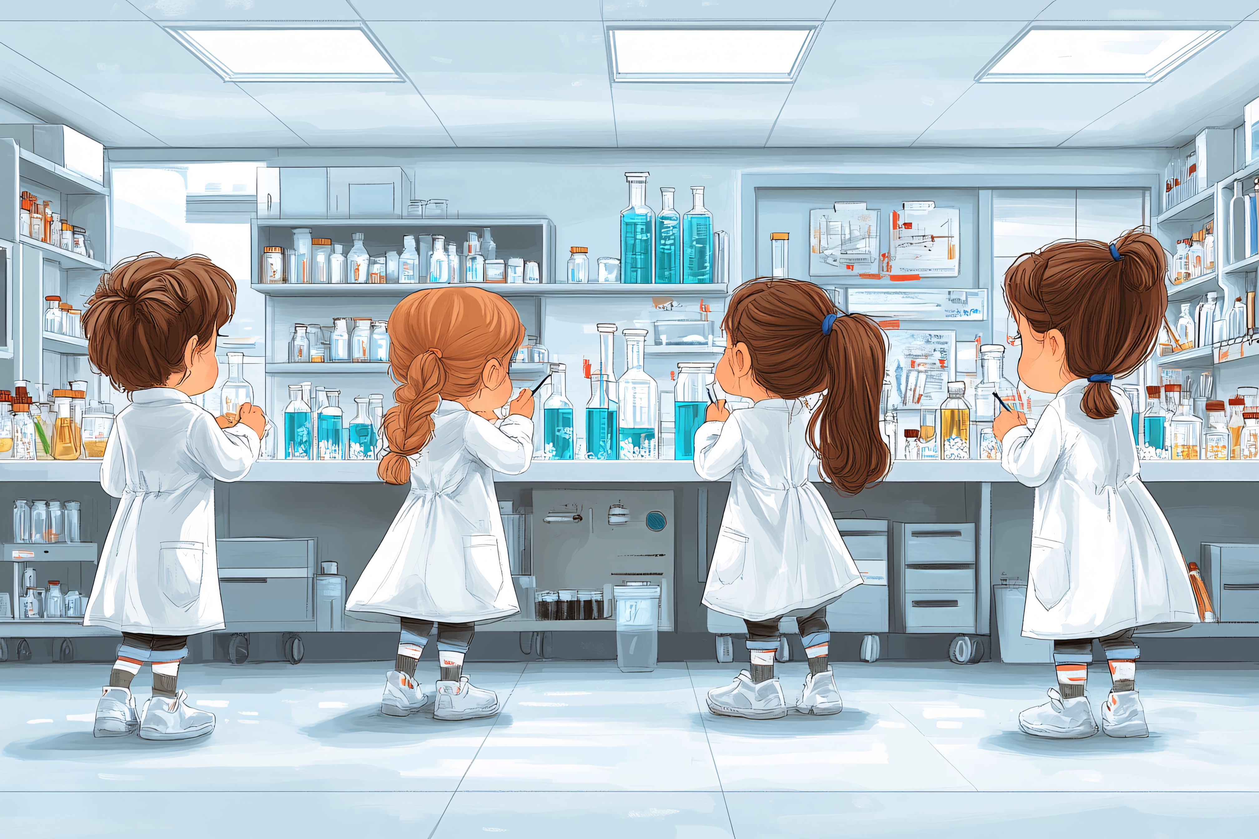Kids In Lab Coats Experimenting