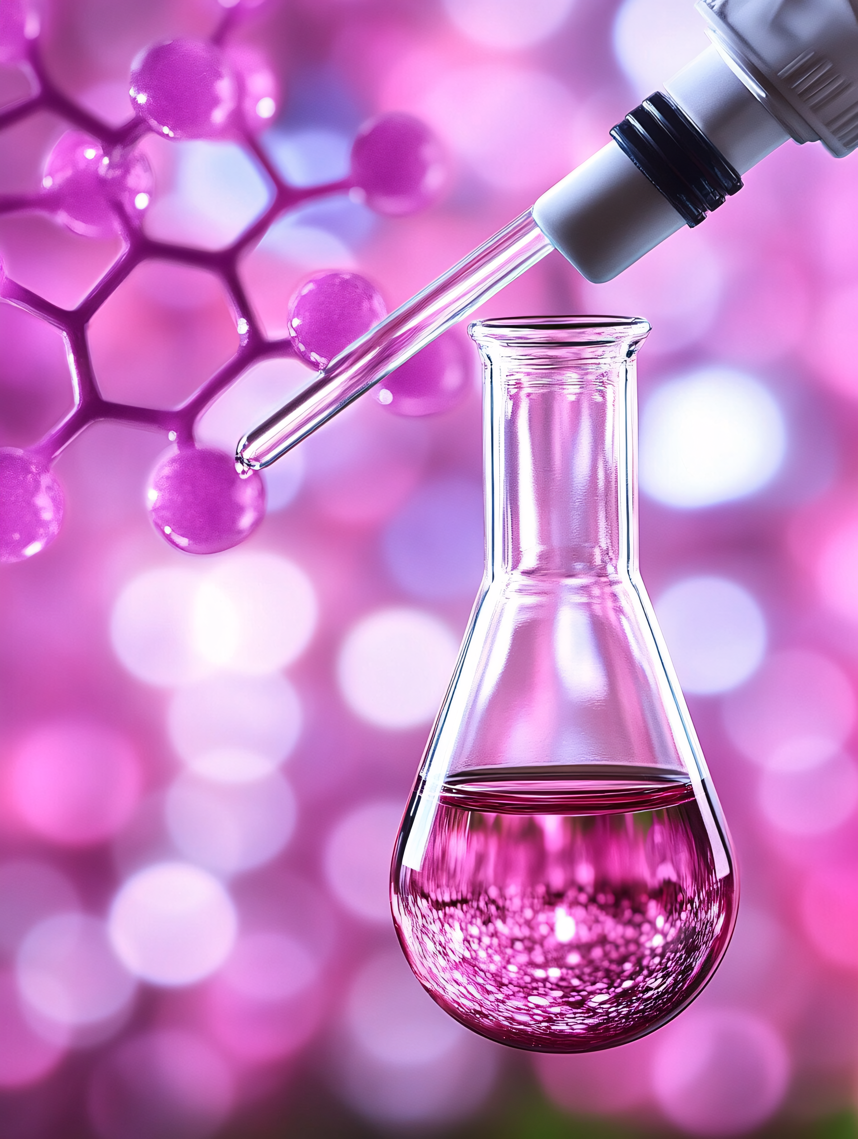Lab Equipment with Pink Liquid
