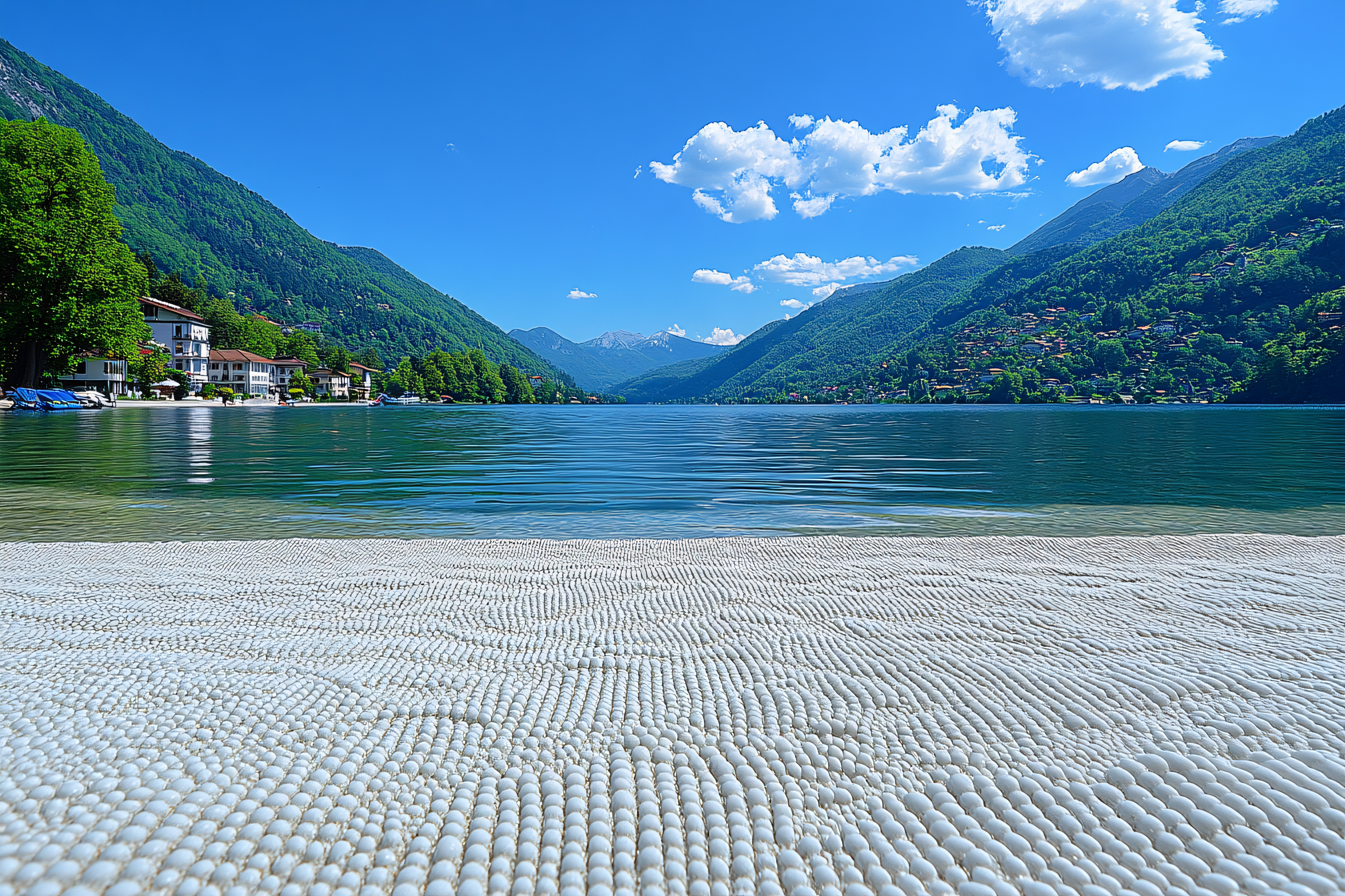 Lake Between Mountains with Bubble Foreground