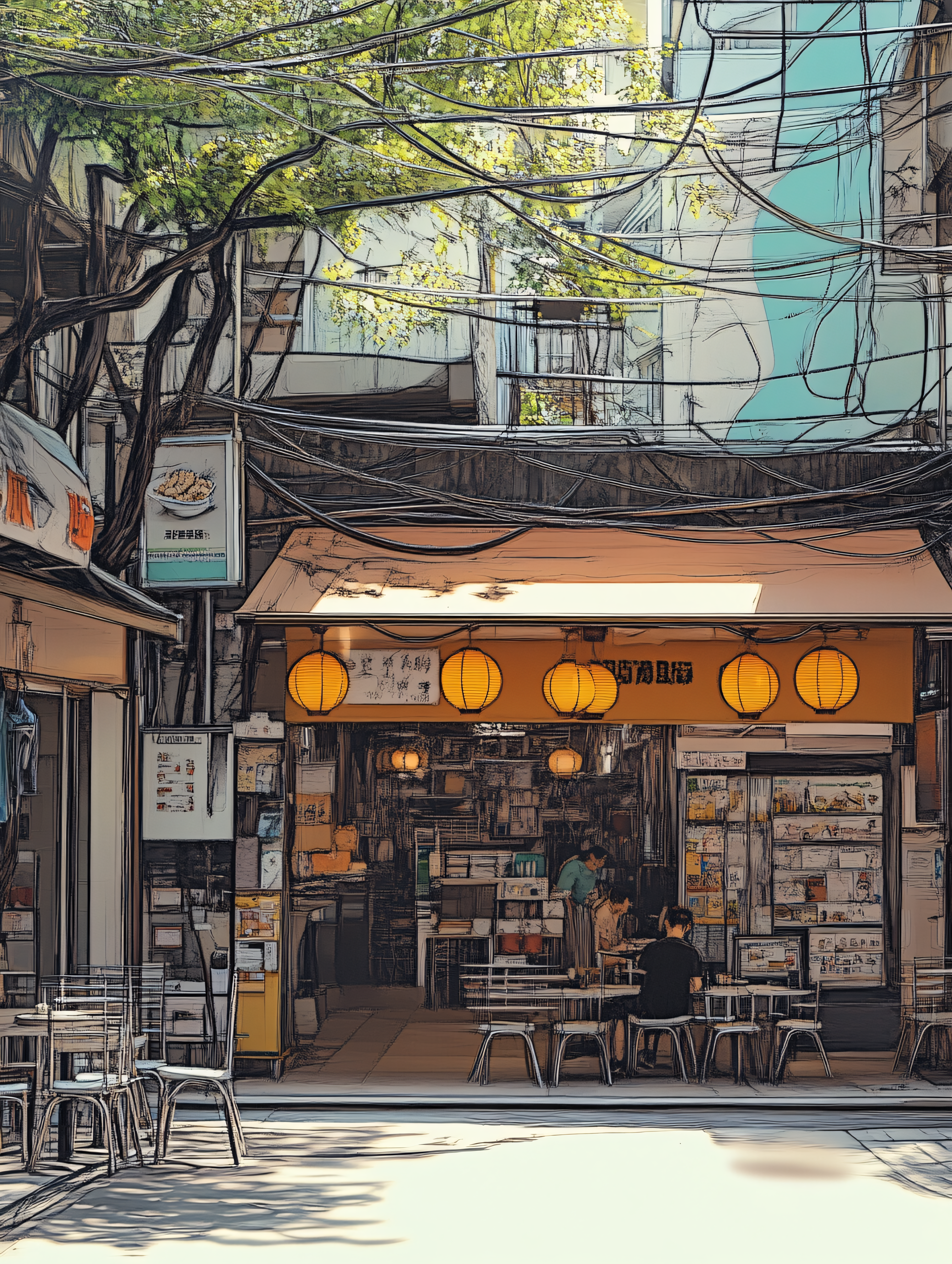 Lantern Lit Street Cafe