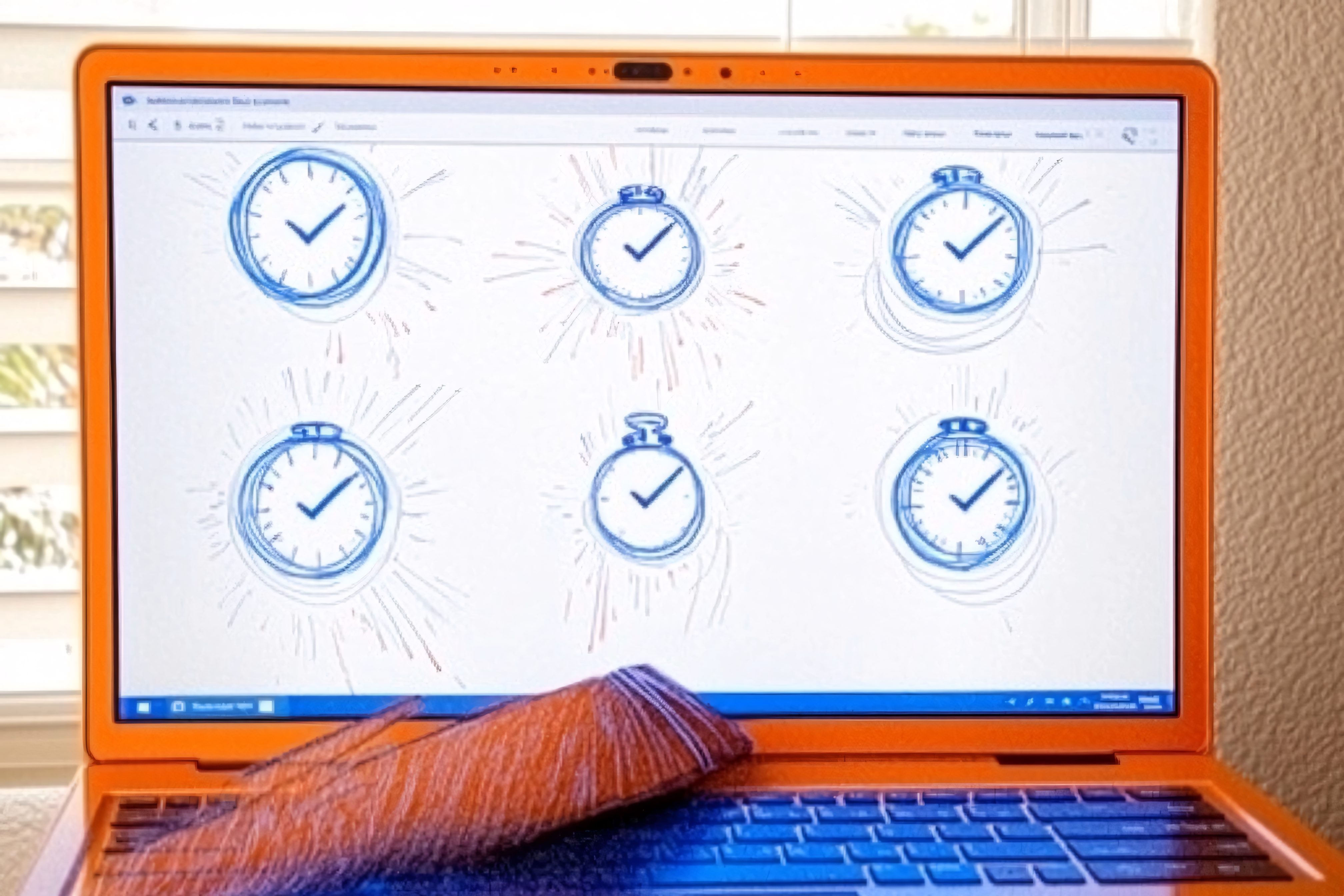 Laptop Displaying Time Icons