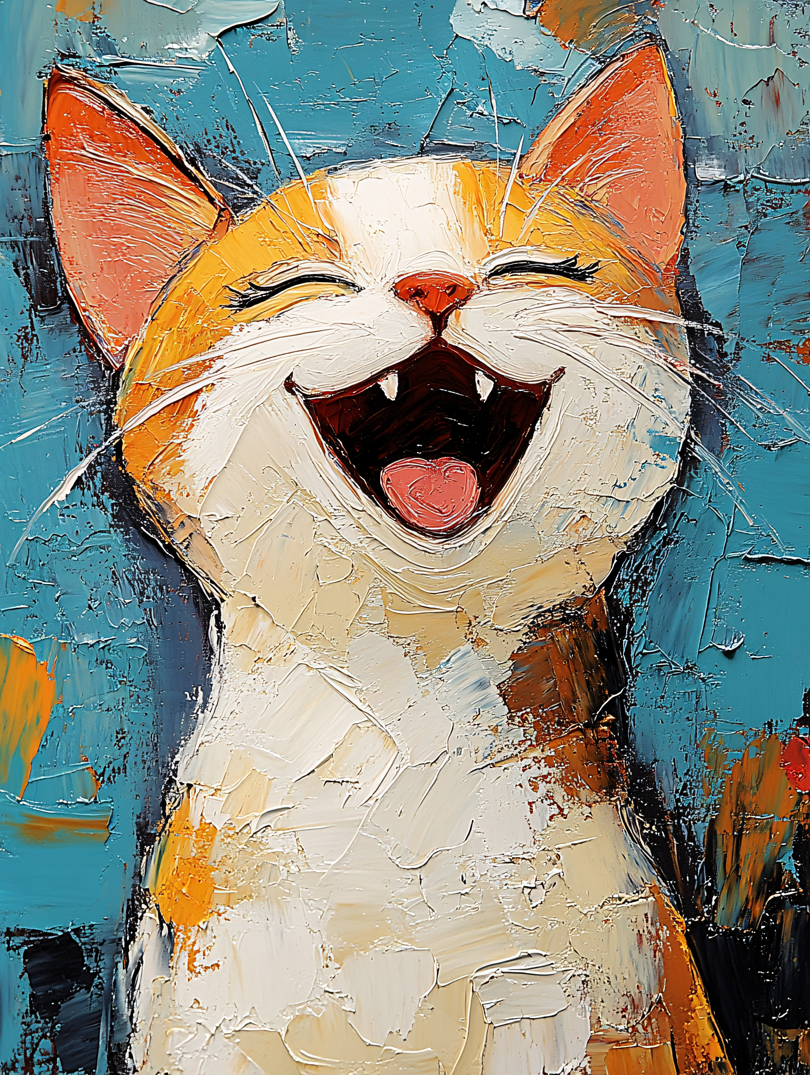 Laughing Cat Portrait