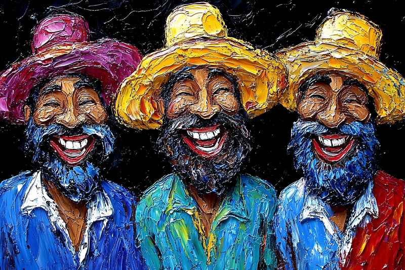 Laughing Men With Hats