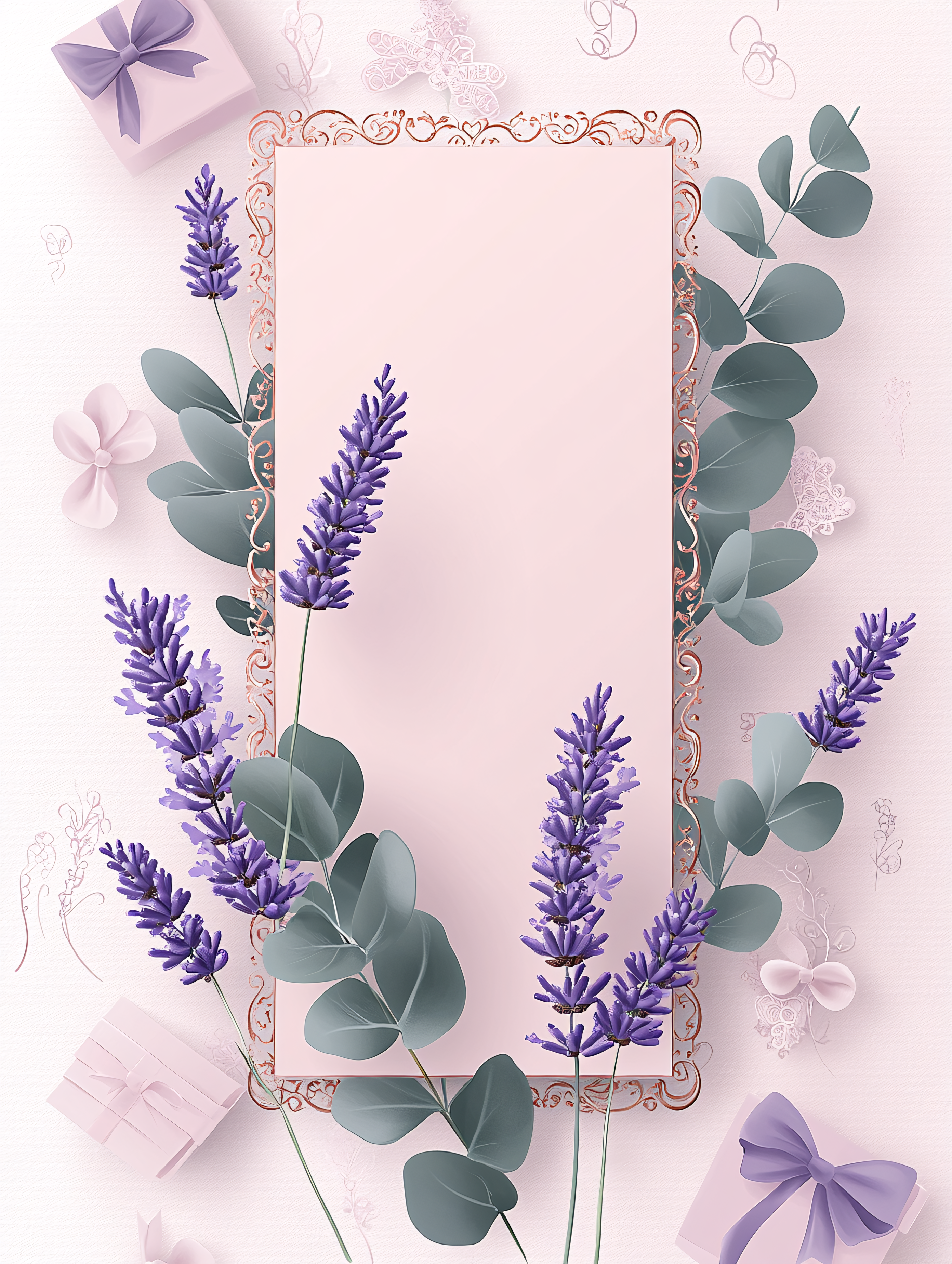 Lavender and Eucalyptus Frame with Gifts