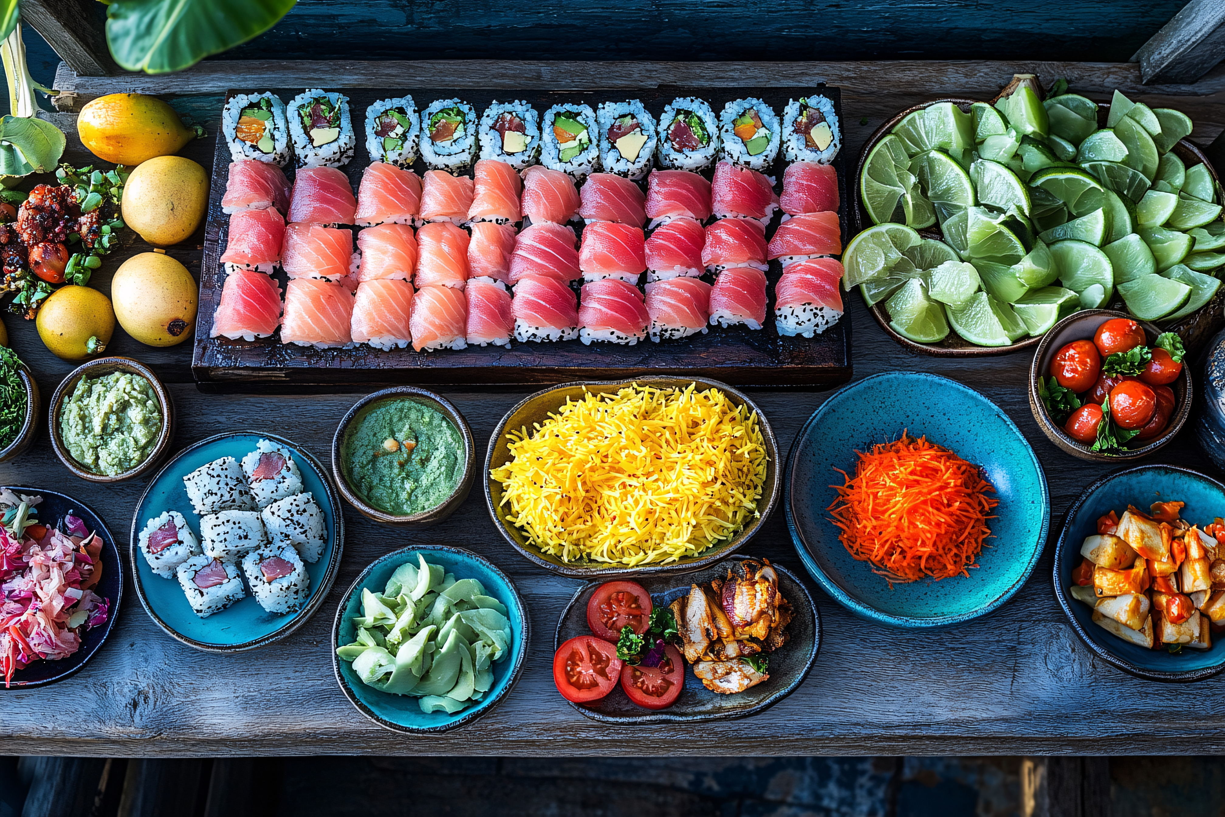 Lavish Sushi and Side Dishes Platter