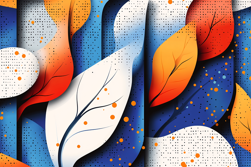 Layered Abstract Leaves With Dots Pattern