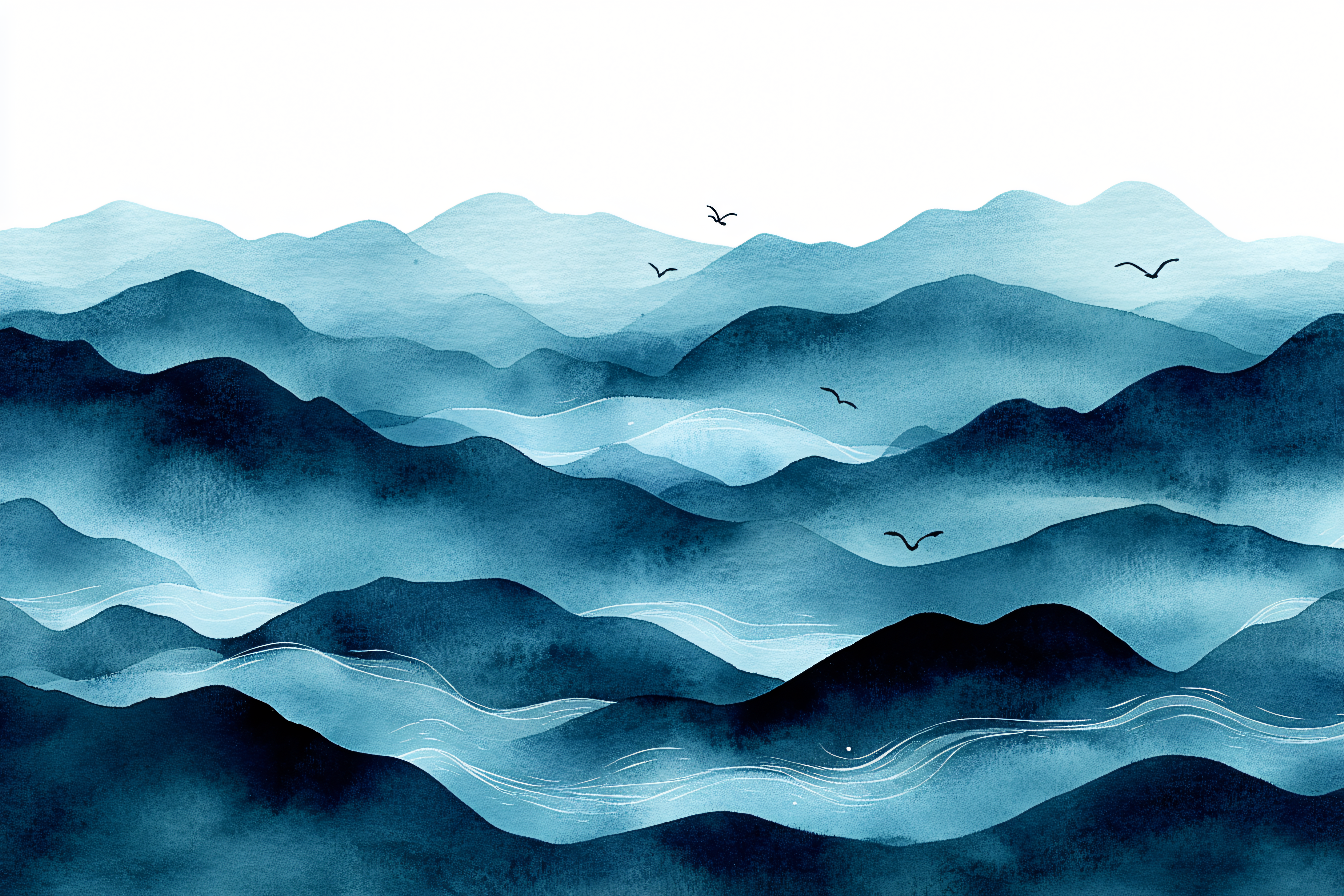 Layered Blue Mountainscape