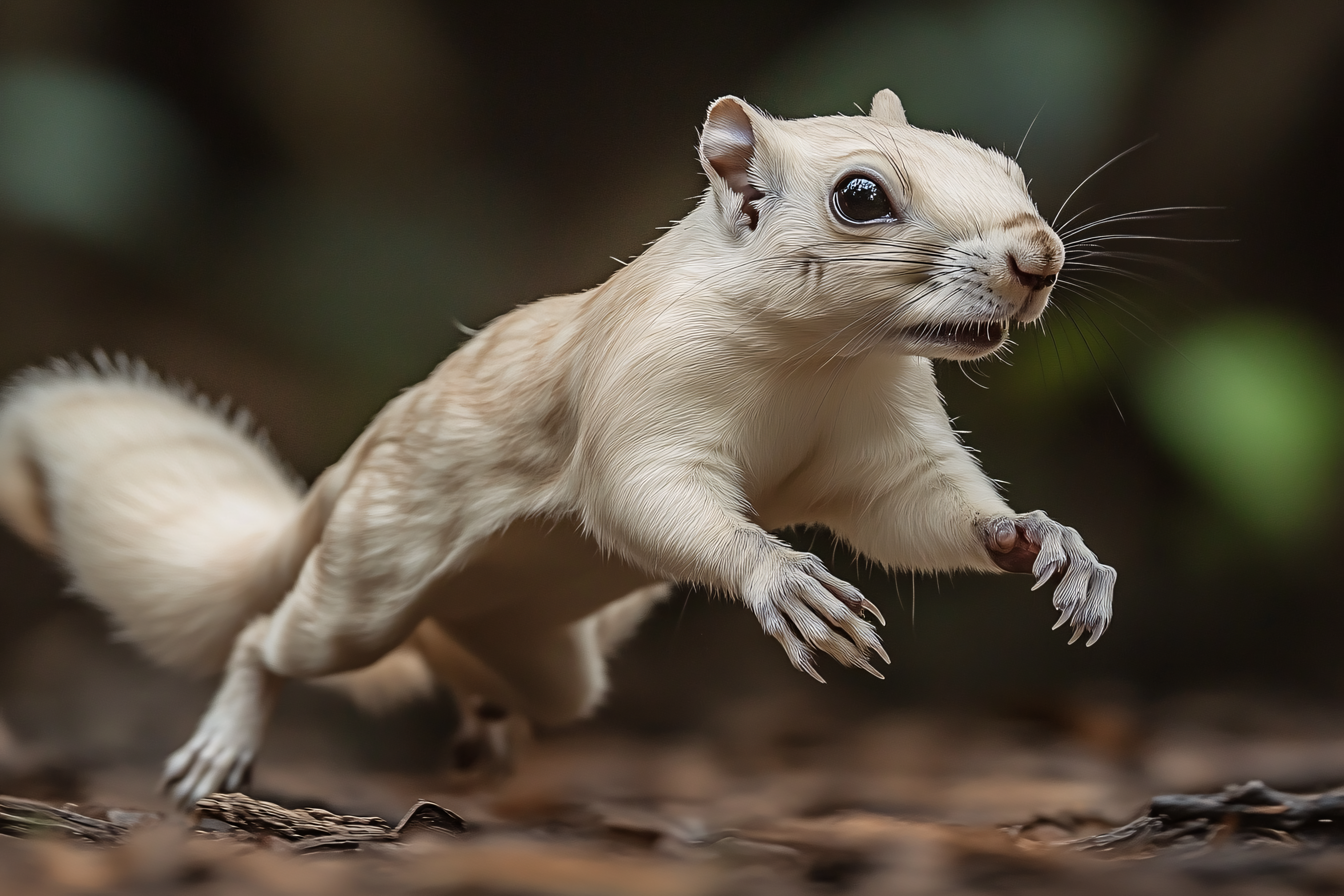 Leaping Albino Squirrel