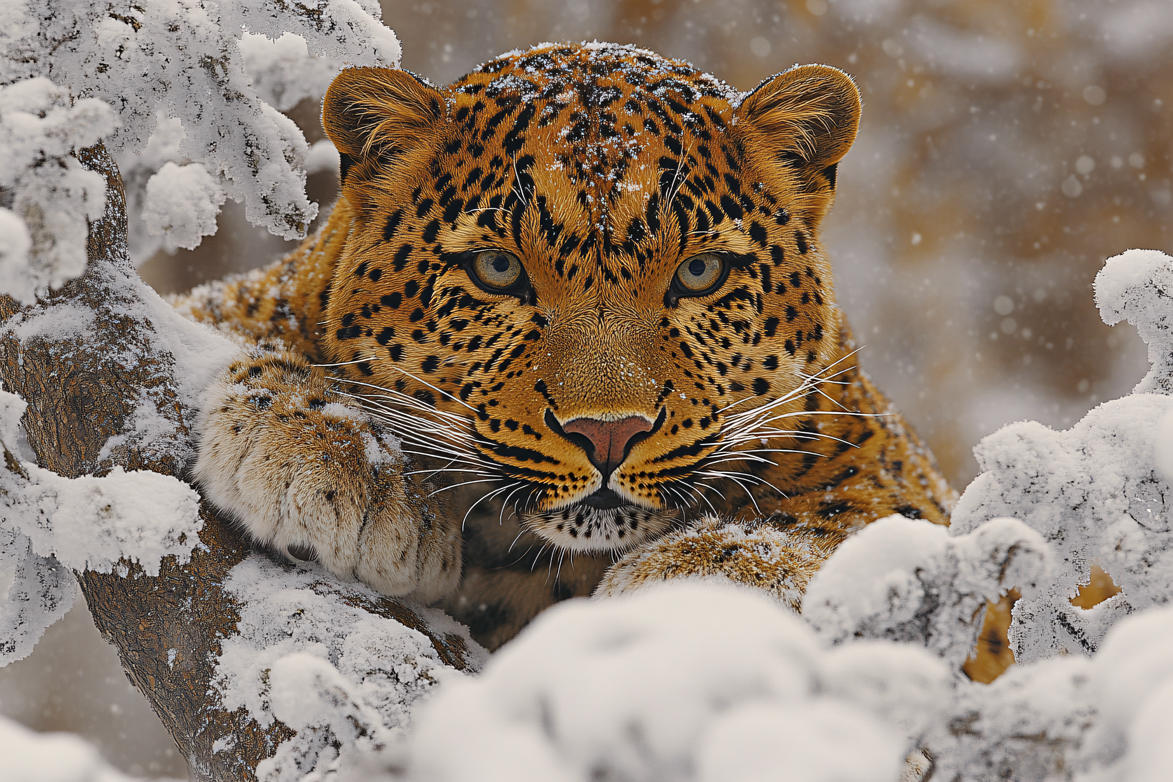Leopard Portrait In Snow