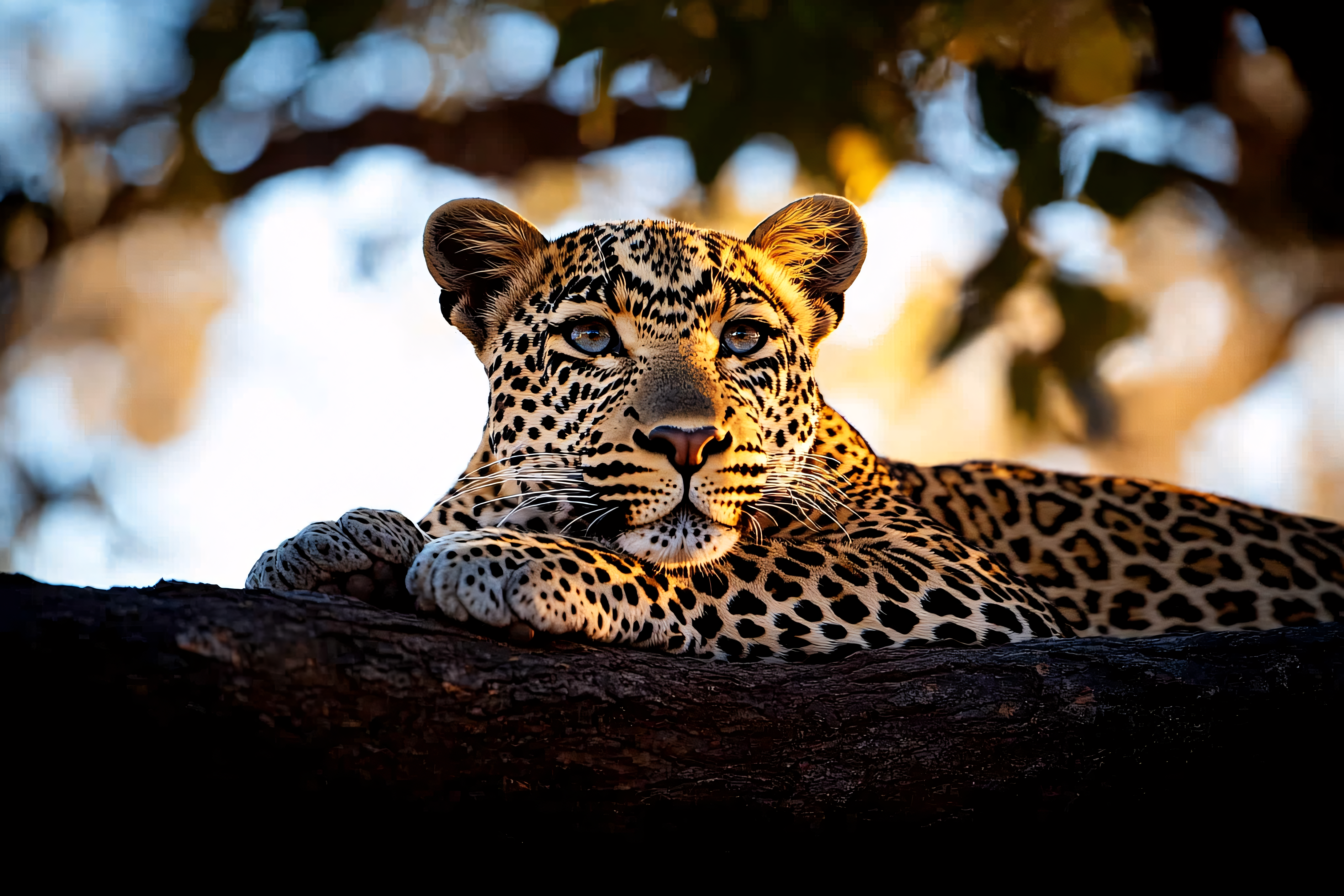 Leopard Resting On A Tree Branch