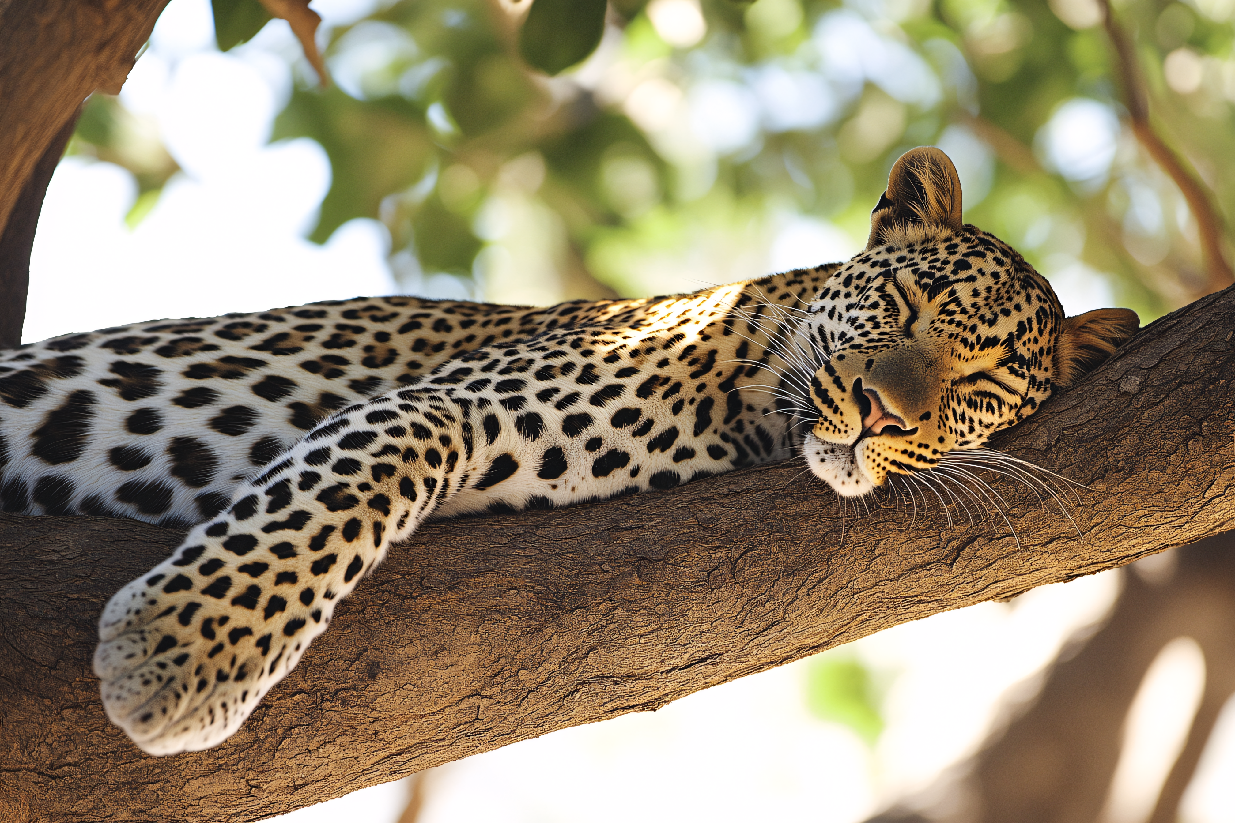 Leopard Resting On Tree Branch