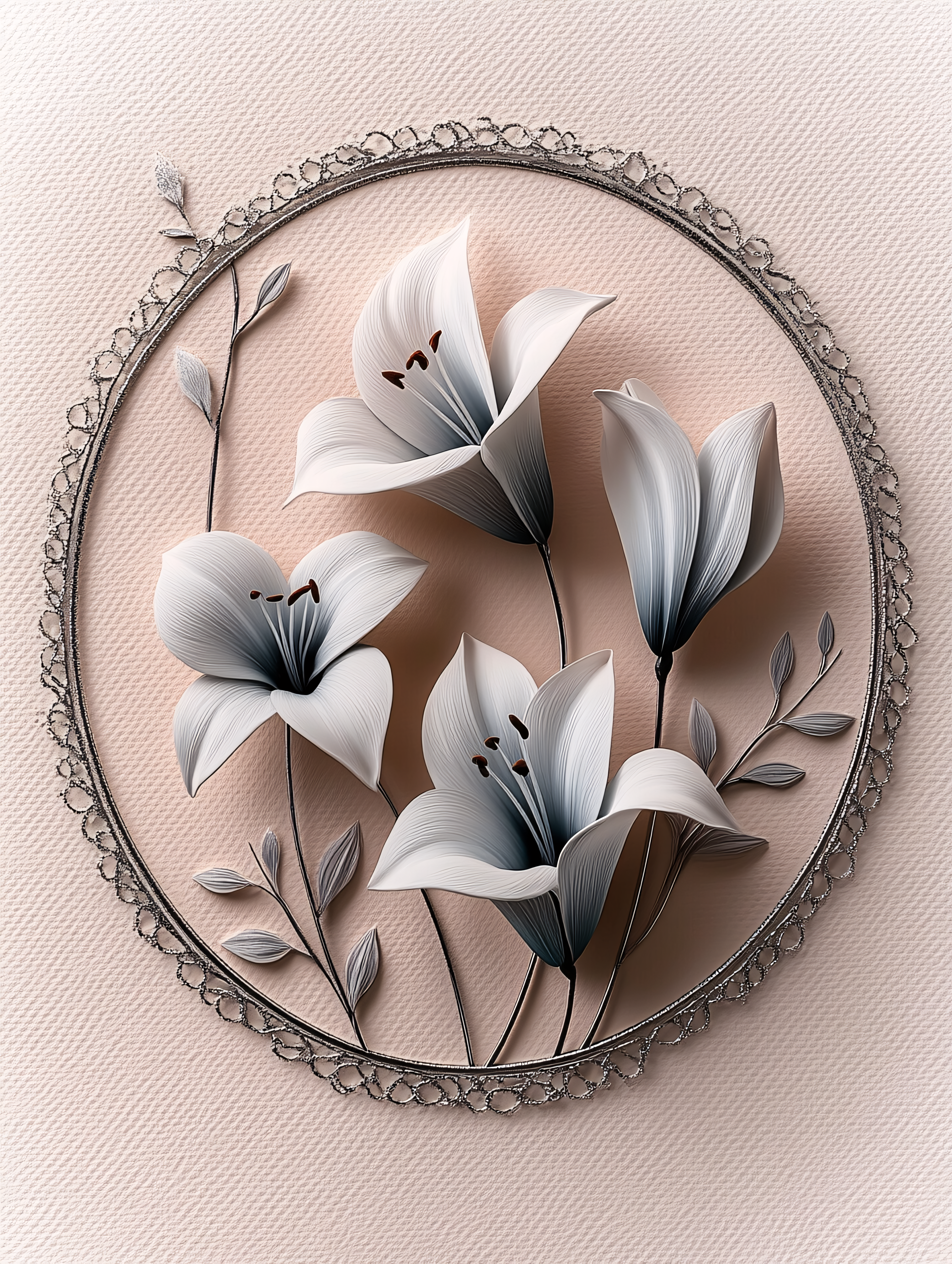 Lilies in Circle Frame