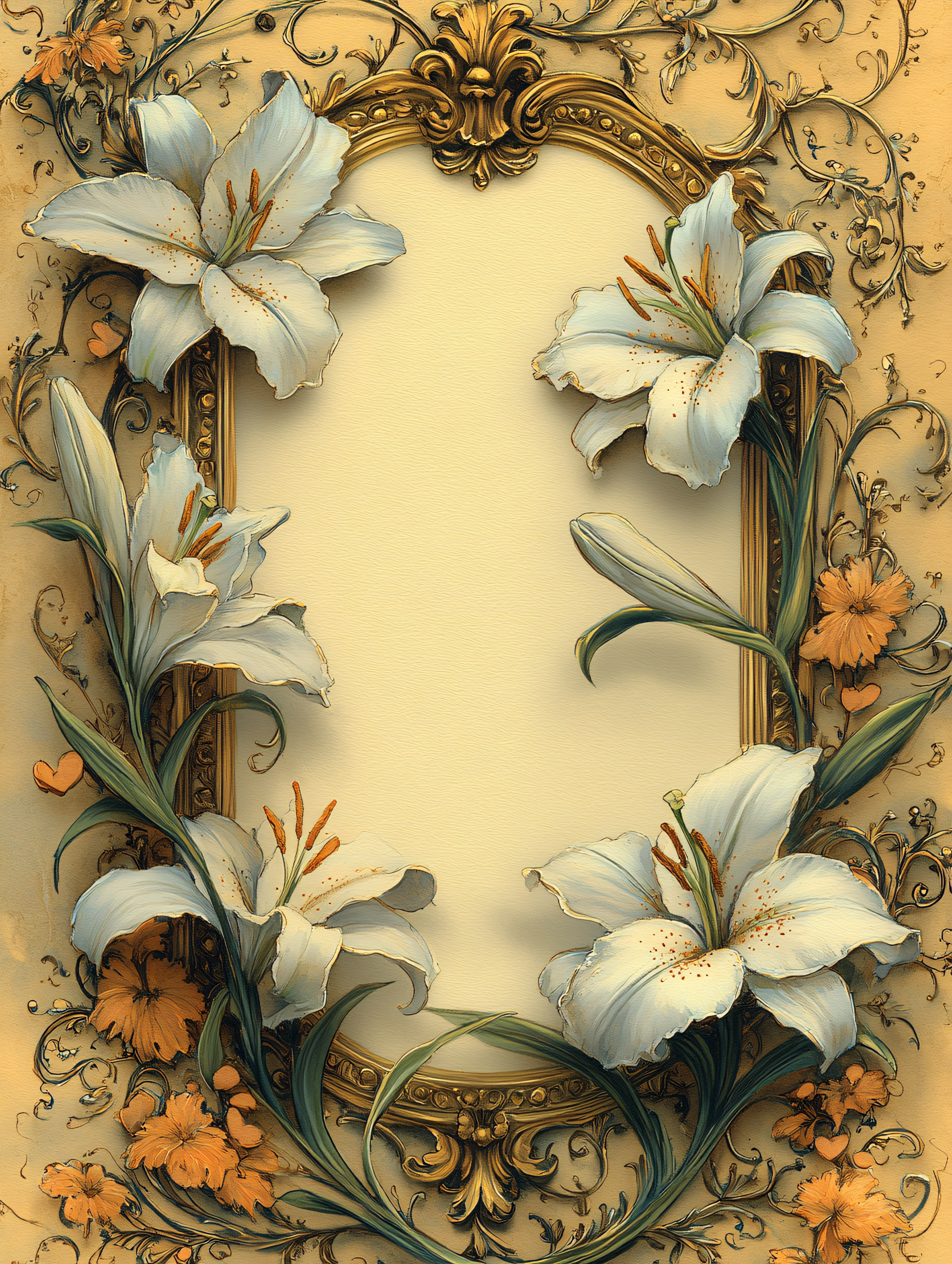 Lilies within Gold Frame