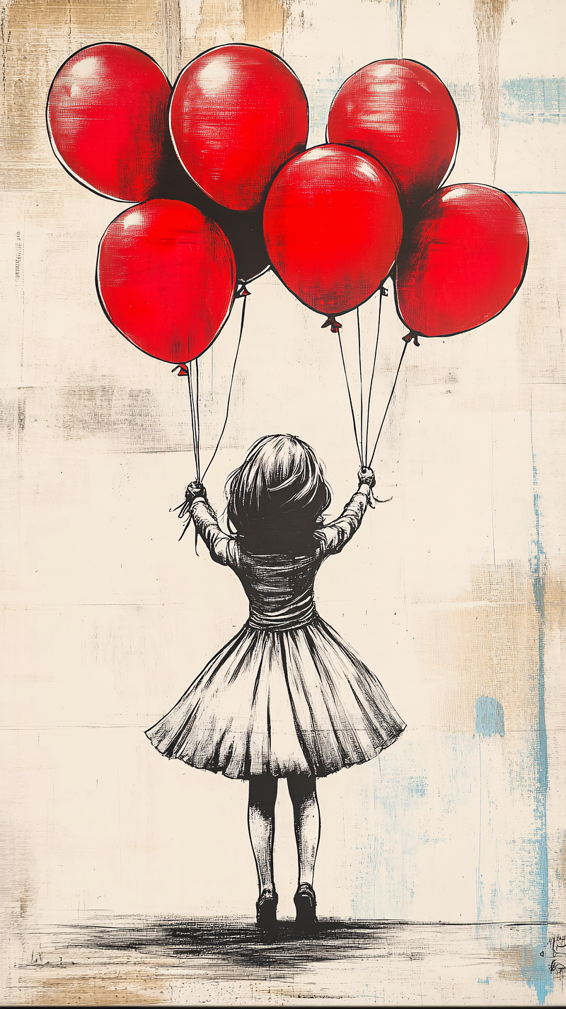 Little Girl With Red Balloons