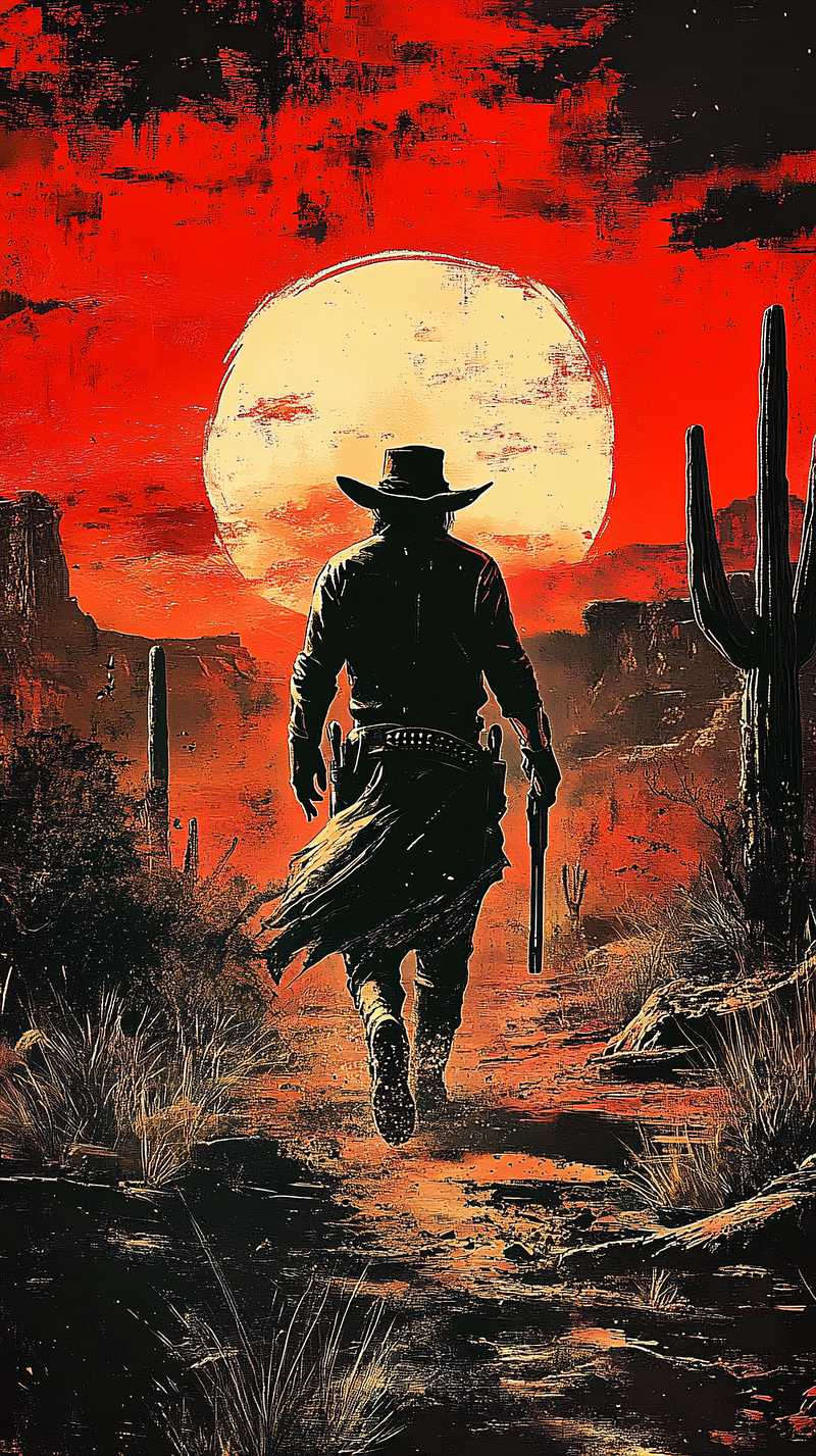 Lone Rider In The Sunset