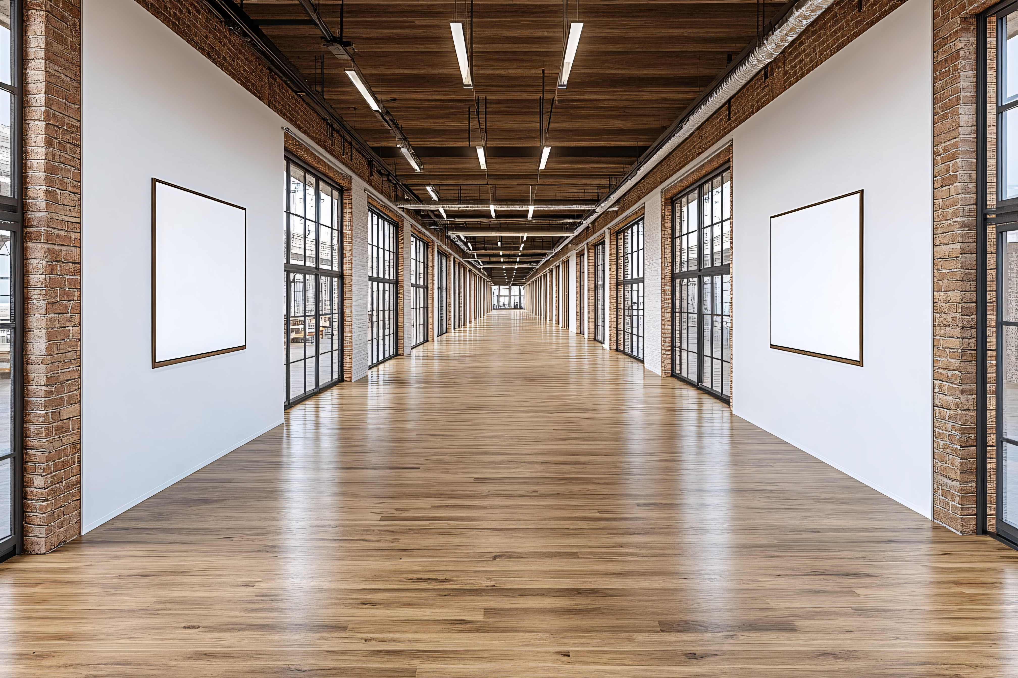 Long Corridor With Blank Frames